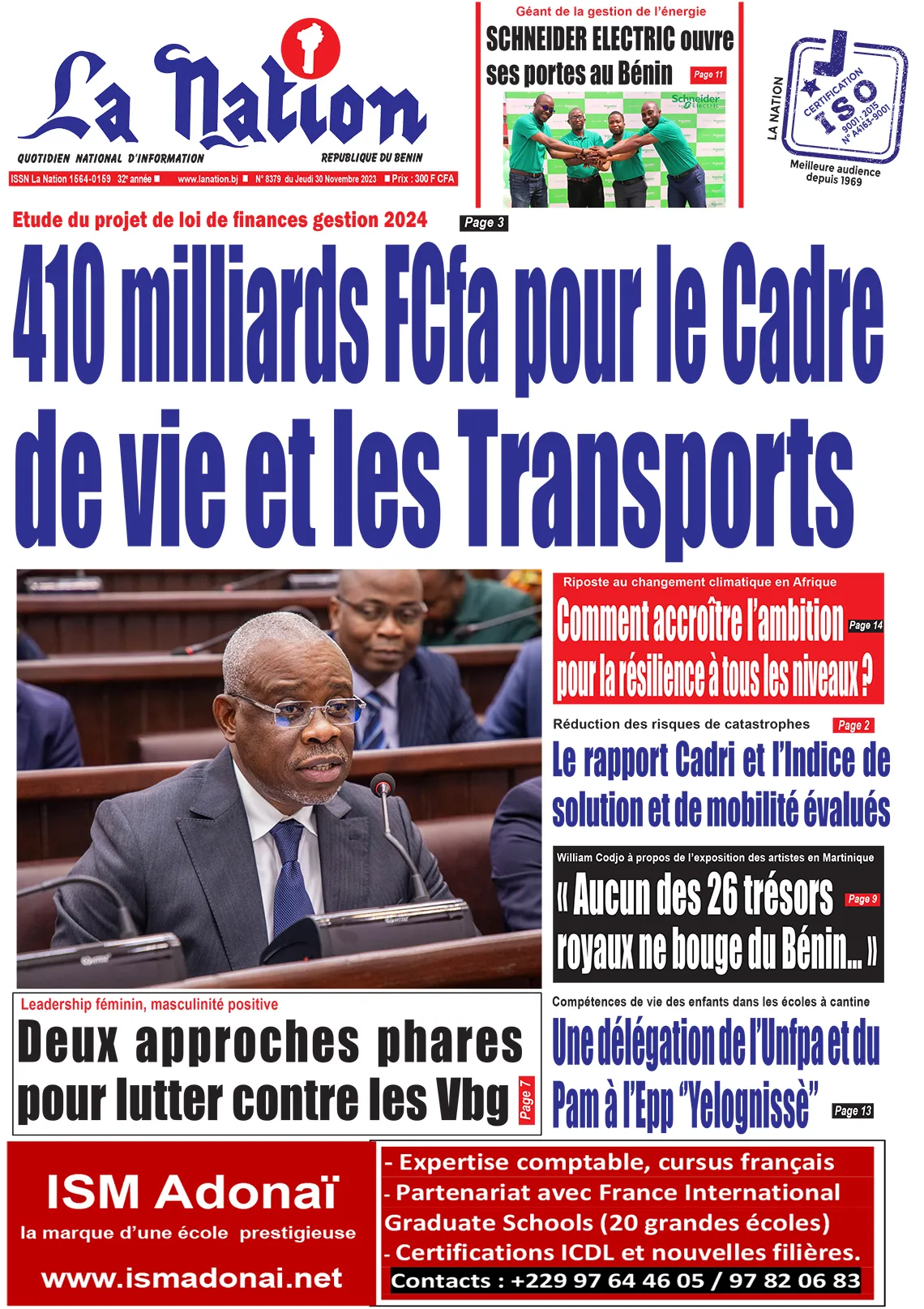 Quotidien ''La Nation'' du 30 Novembre 2023