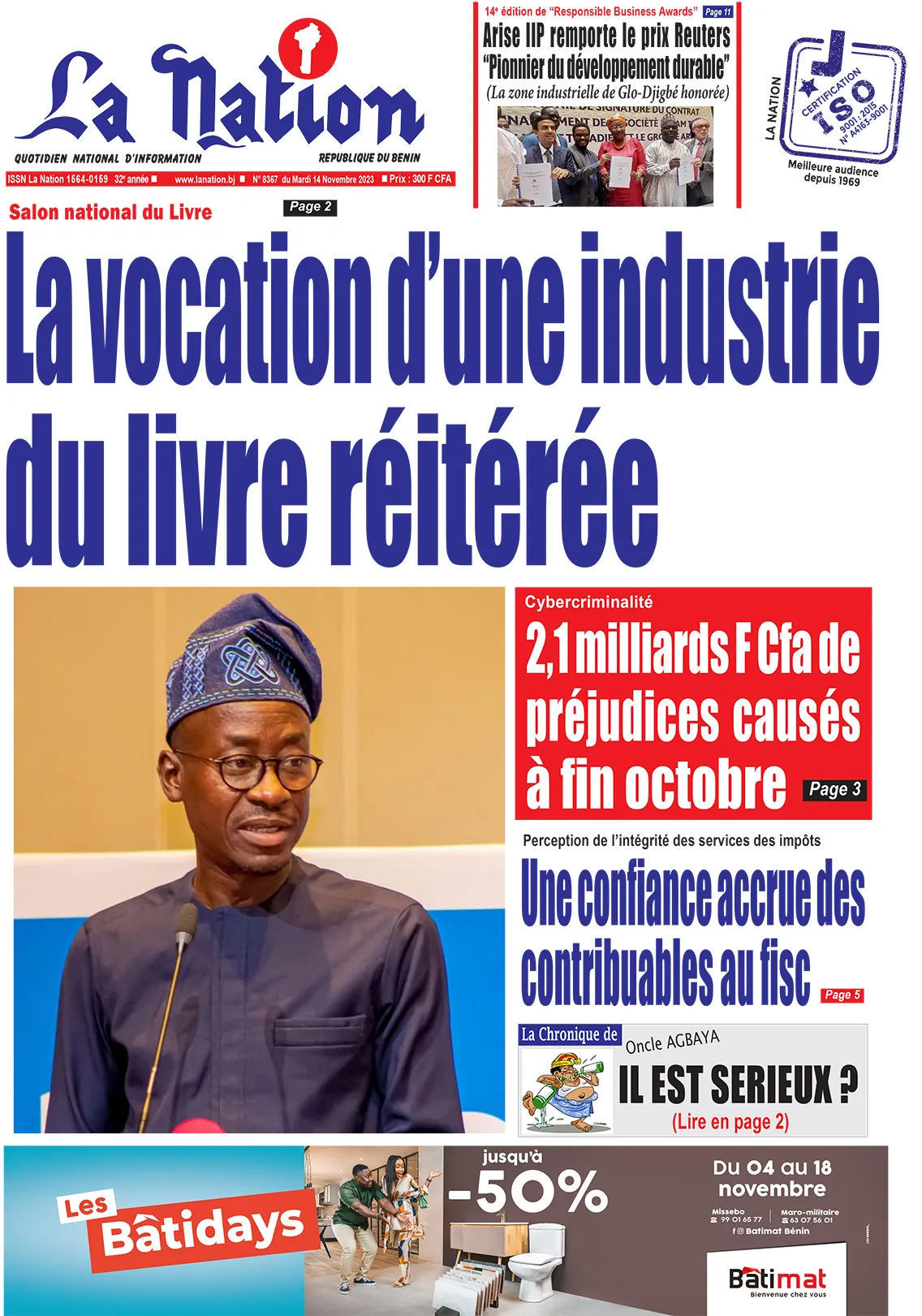 Quotidien ''La Nation'' du 14 Novembre 2023