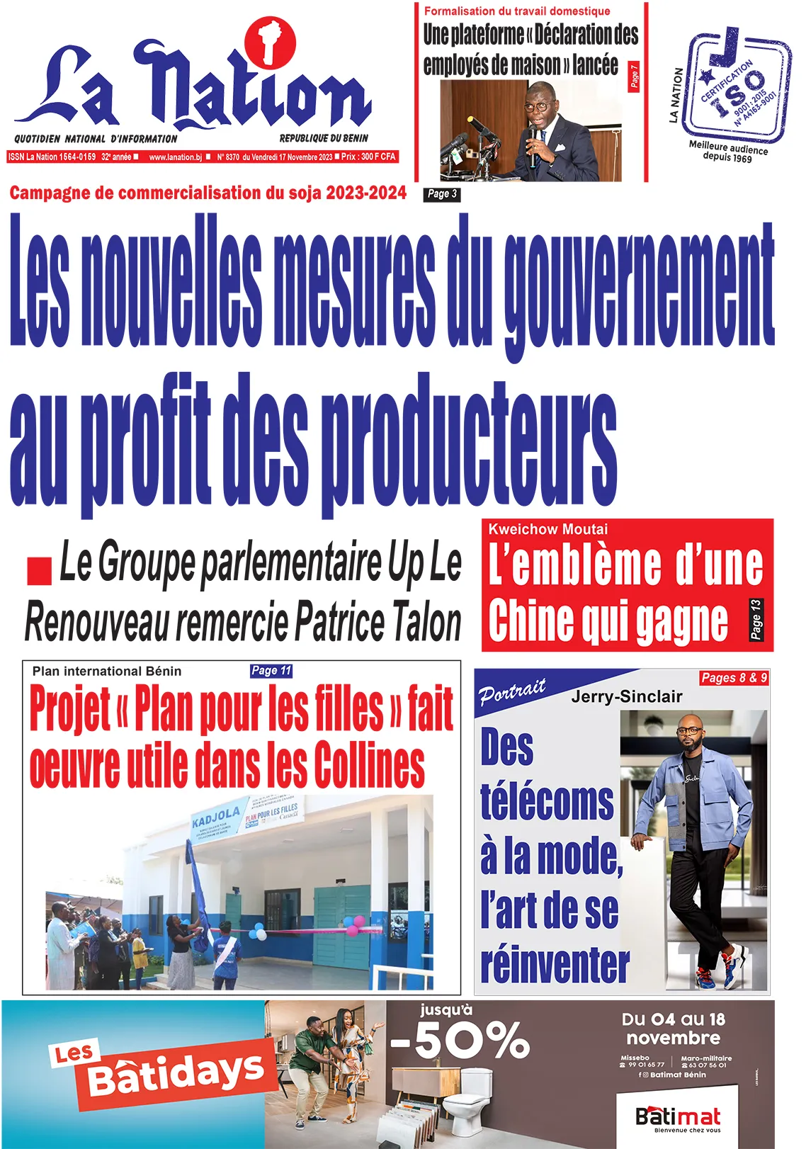 Quotidien ''La Nation'' du 17 Novembre 2023