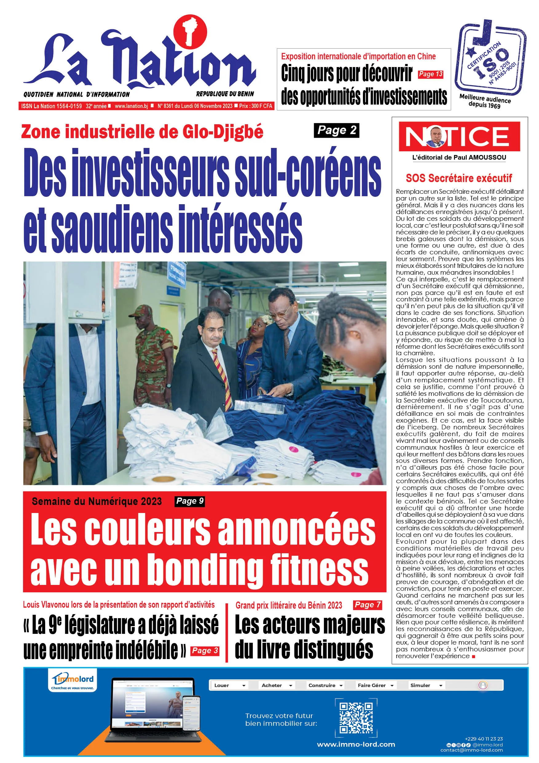 Quotidien ''La Nation'' du 06 Novembre 2023