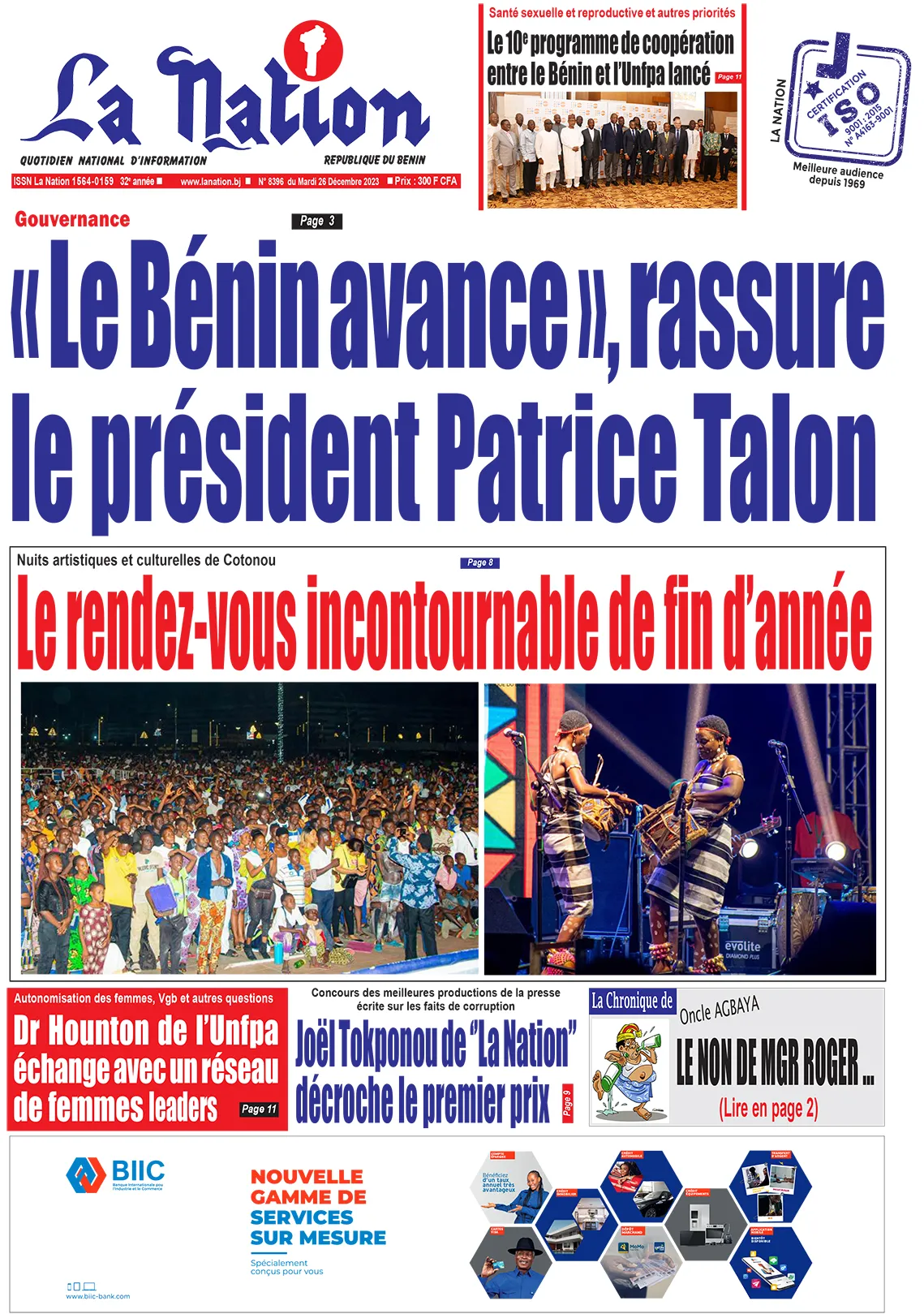 Quotidien ''La Nation'' du 26 Décembre 2023