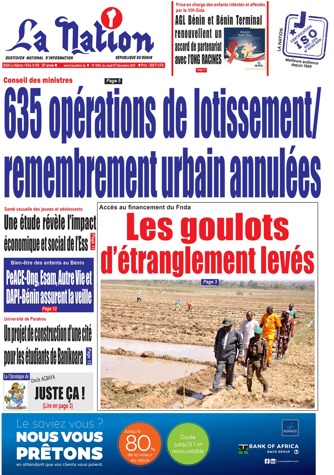 Quotidien ''La Nation'' du 07 Décembre 2023