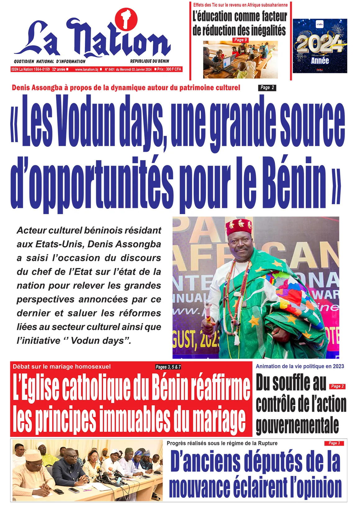Quotidien ''La Nation'' du 03 Janvier 2024