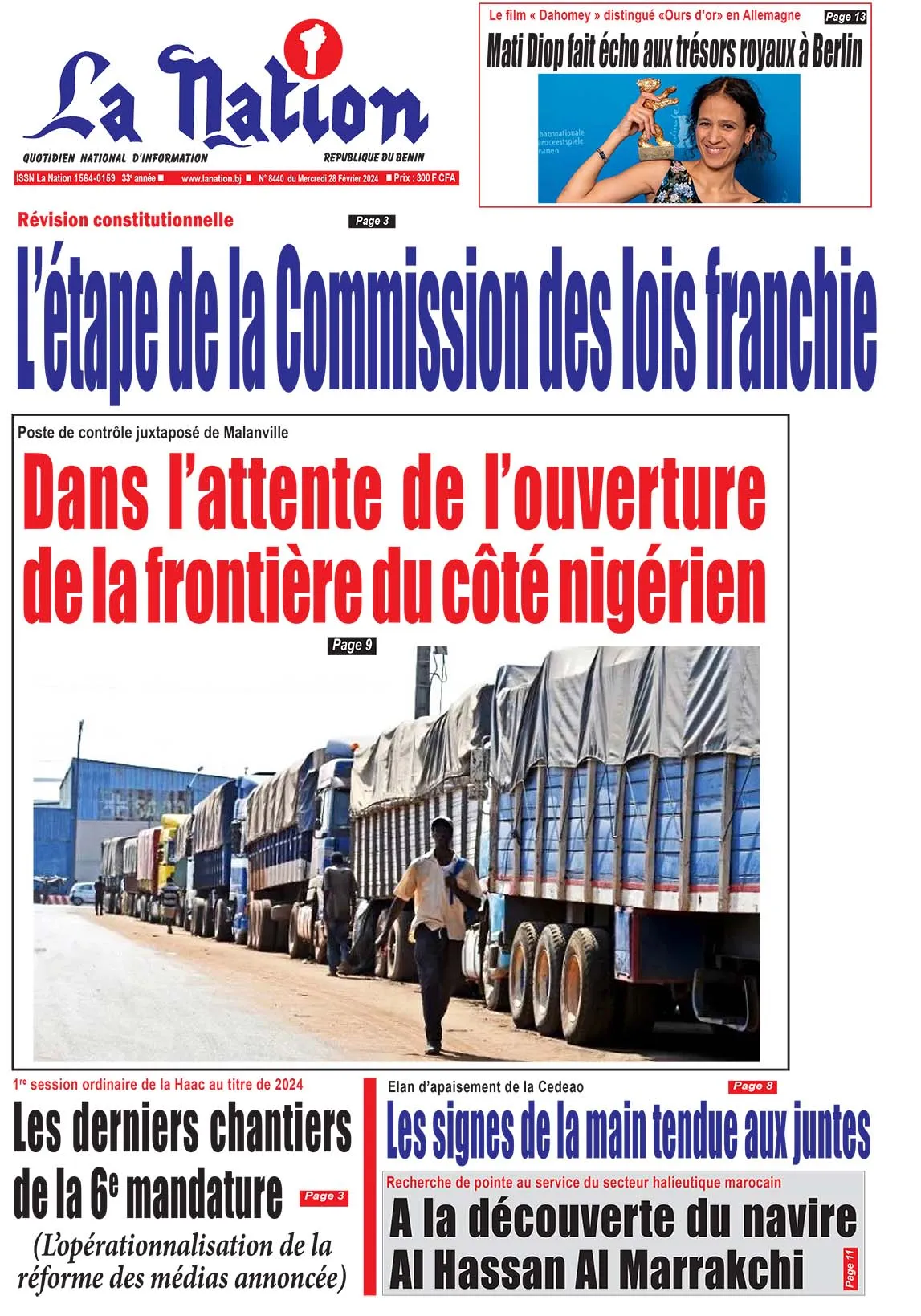 Quotidien ''La Nation'' du 28 Février 2024