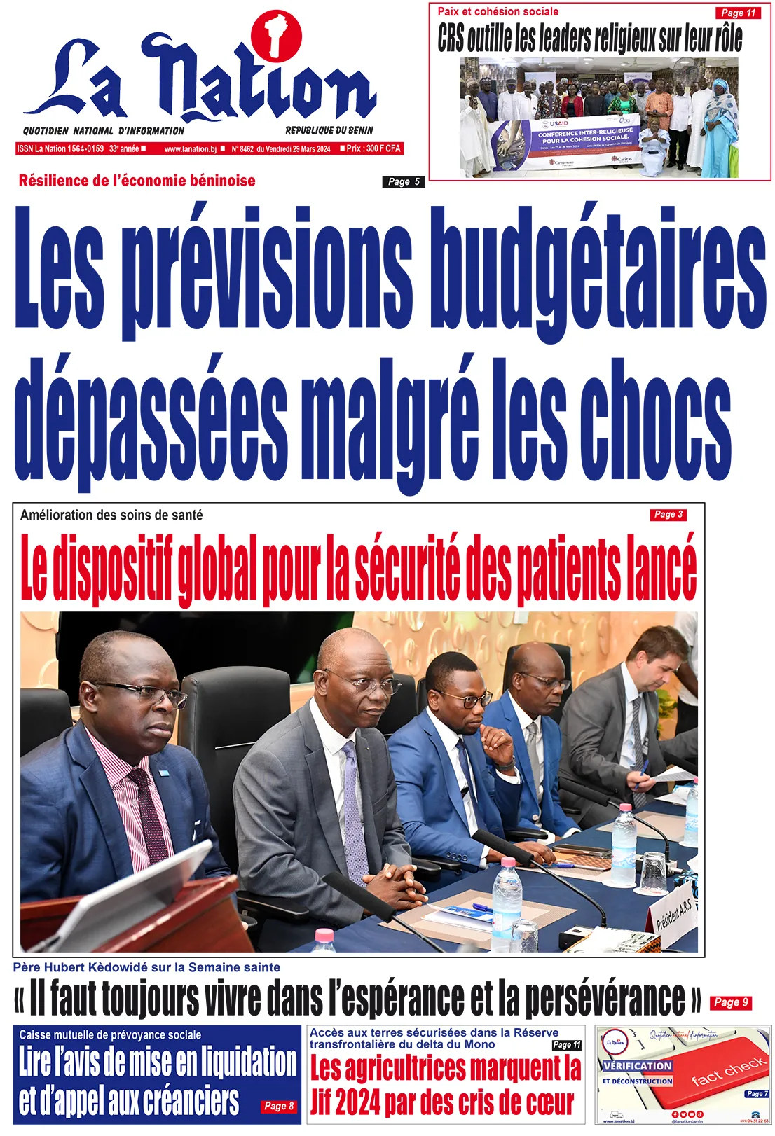 Quotidien ''La Nation'' du 29 Mars 2024