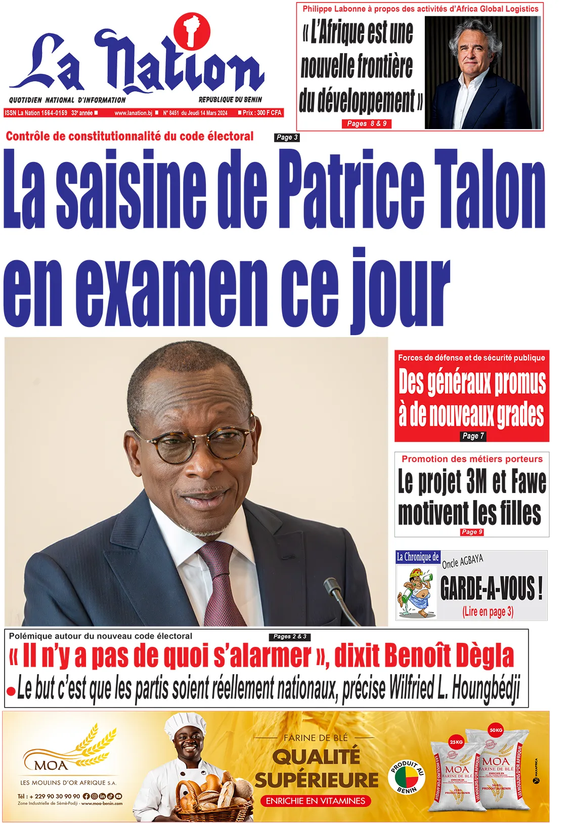 Quotidien ''La Nation'' du 14 Mars 2024