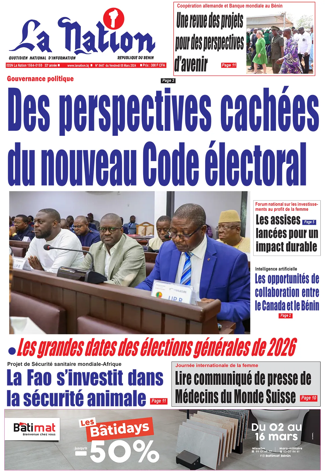 Quotidien ''La Nation'' du 08 Mars 2024