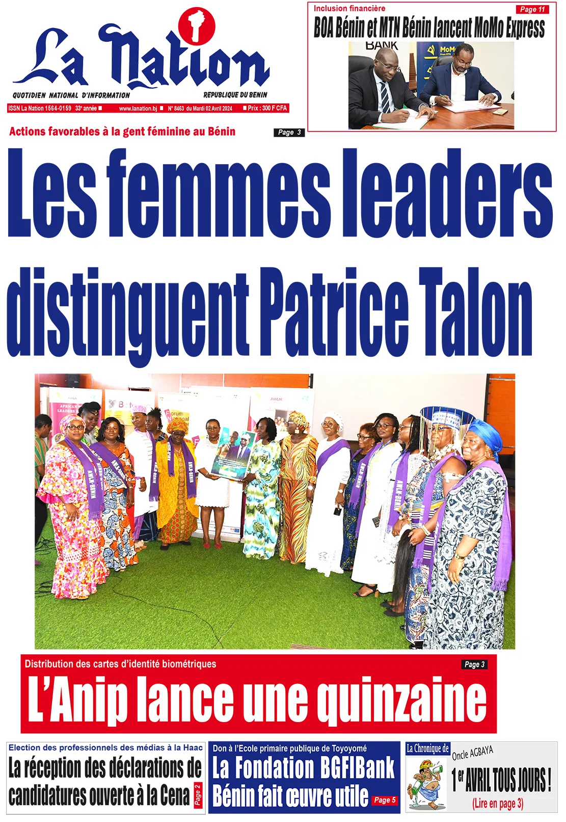 Quotidien ''La Nation'' du 02 Avril 2024