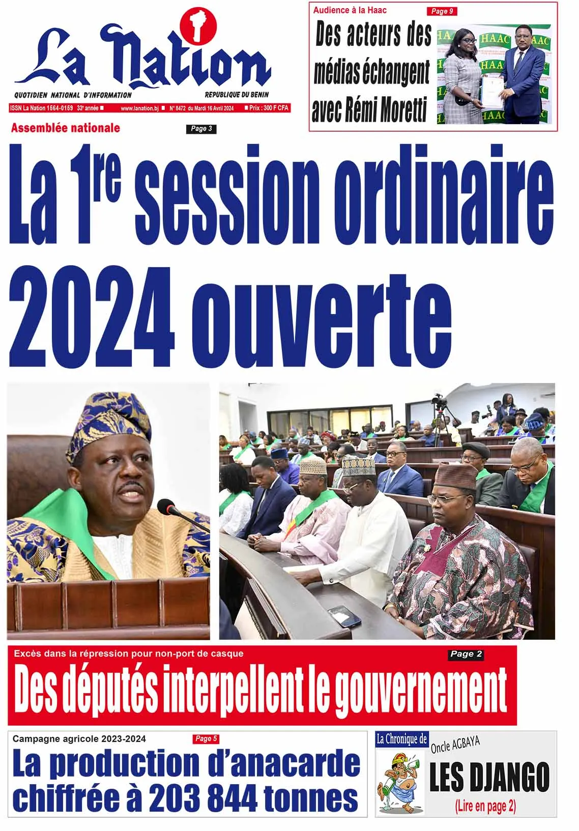 Quotidien ''La Nation'' du 16 Avril 2024