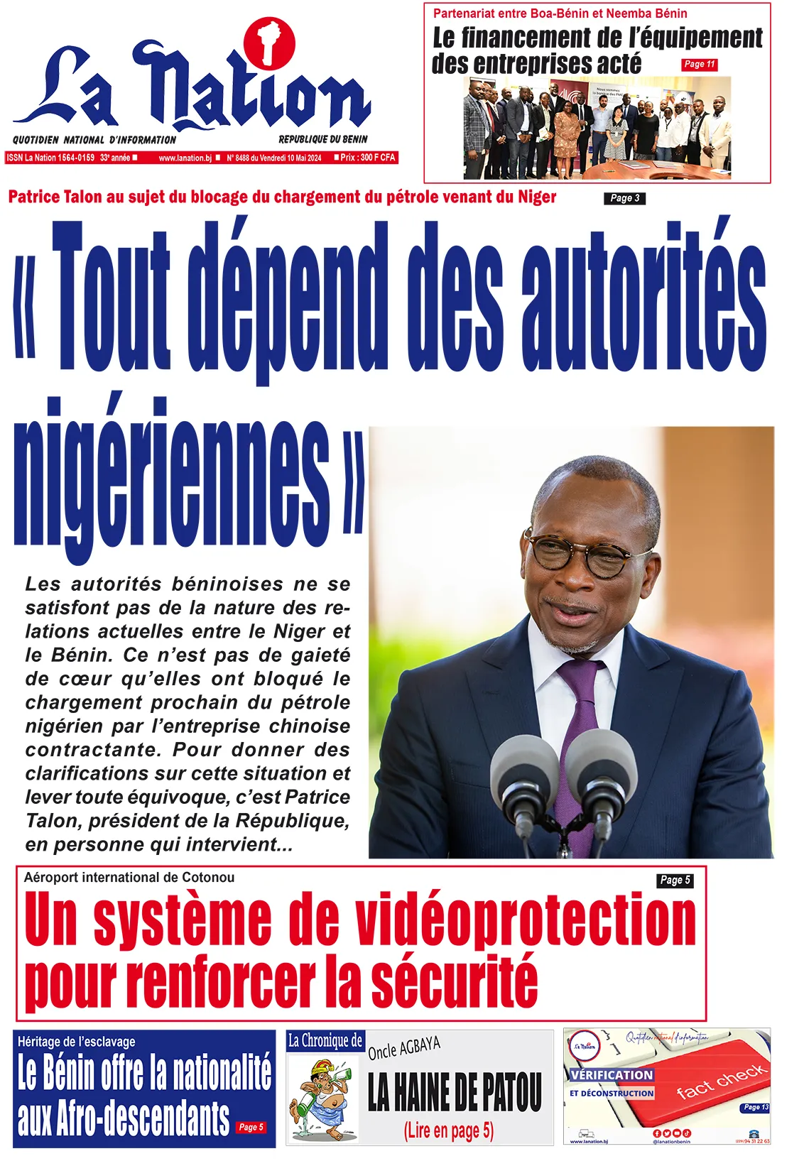 Quotidien ''La Nation'' du 10 Mai 2024