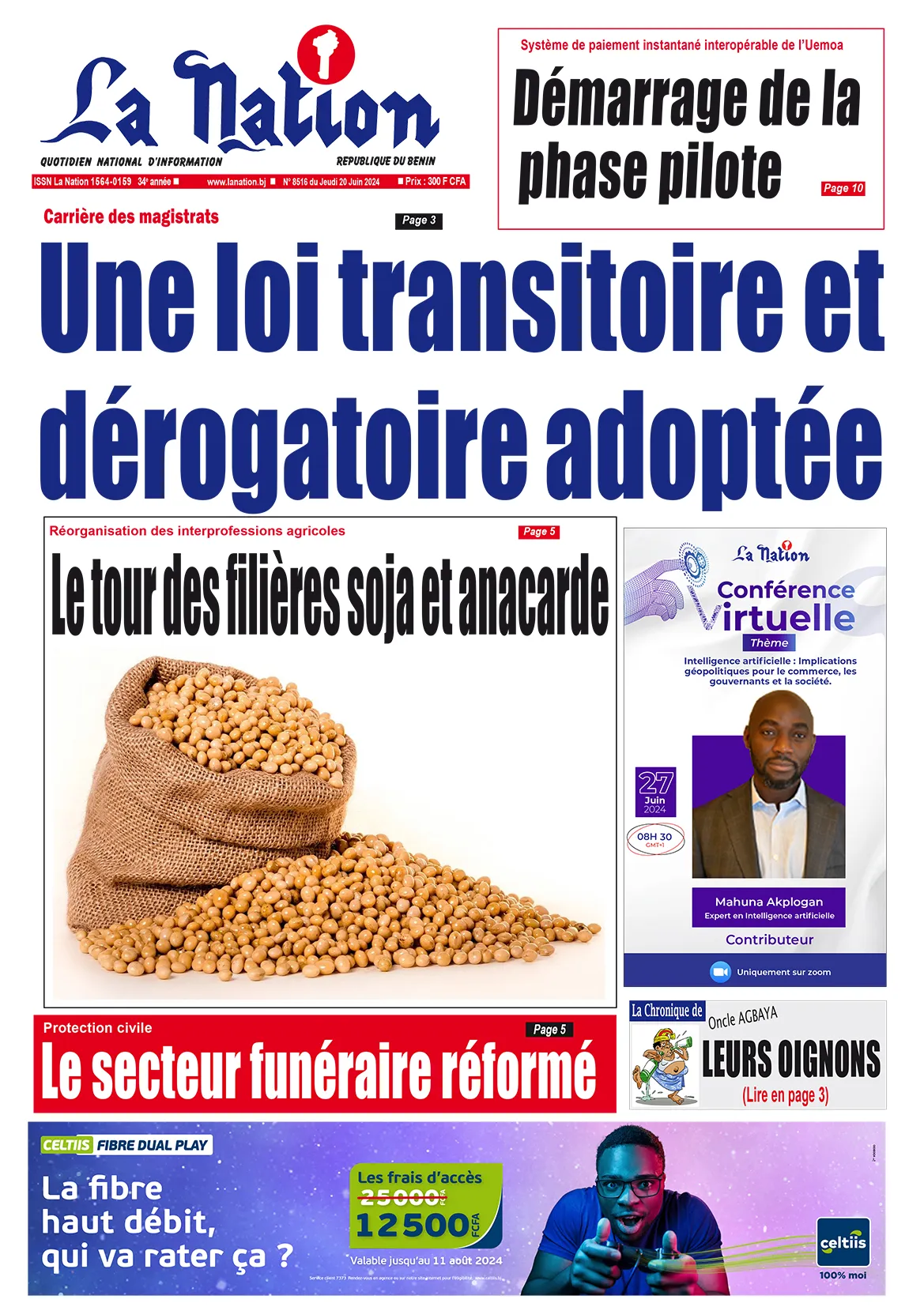 Quotidien ''La Nation'' du 20 Juin 2024