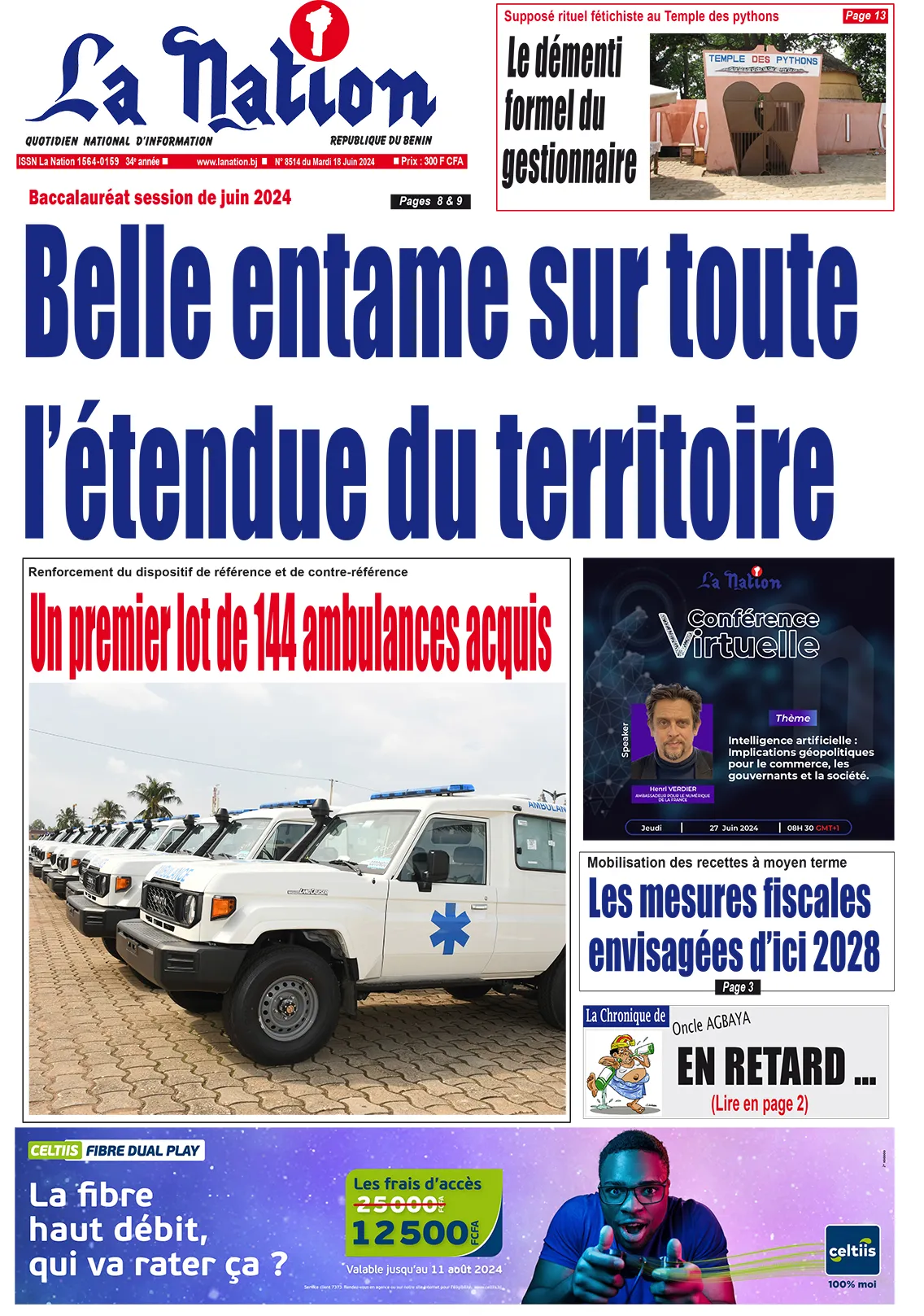 Quotidien ''La Nation'' du 18 Juin 2024