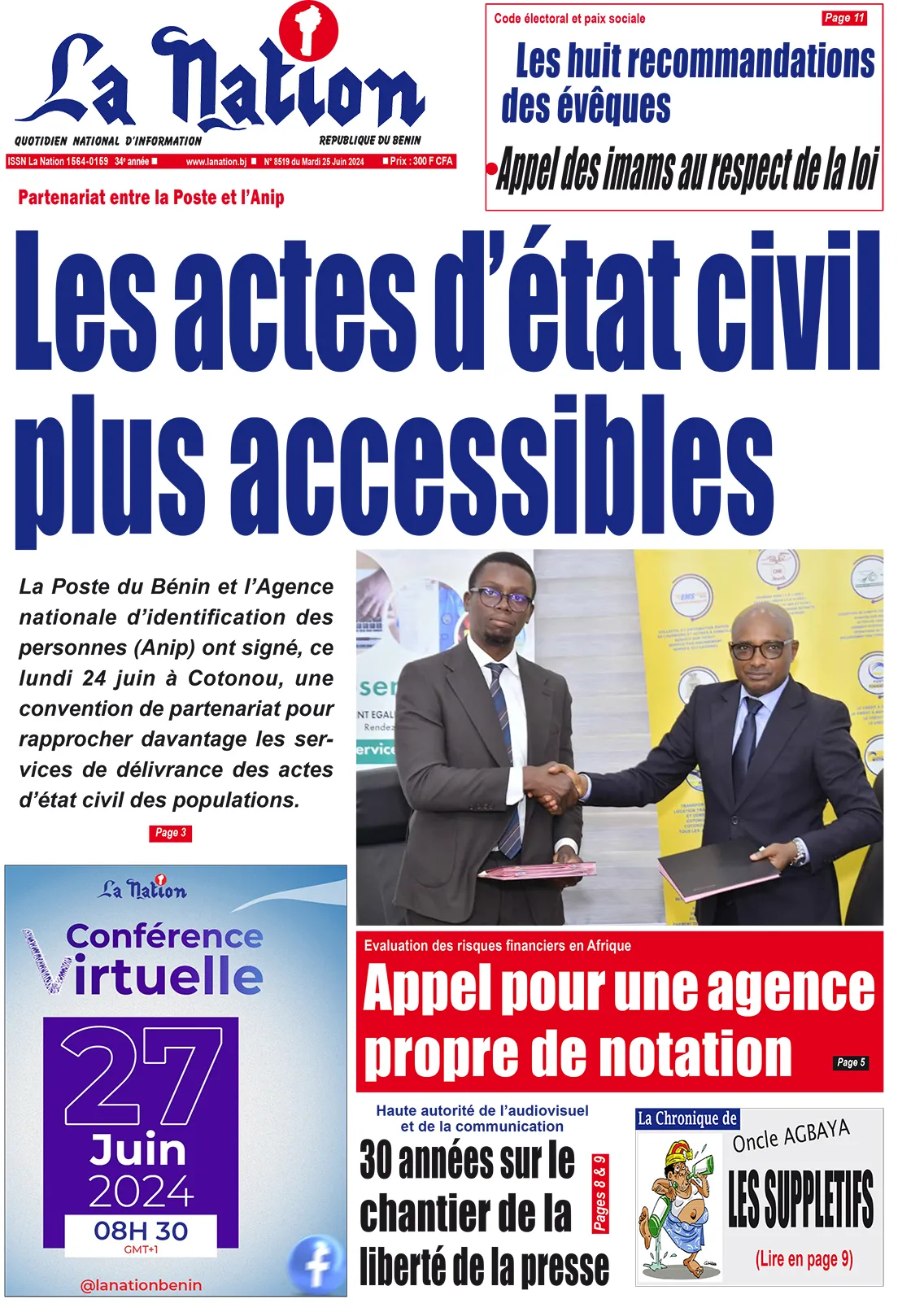 Quotidien ''La Nation'' du 25 Juin 2024