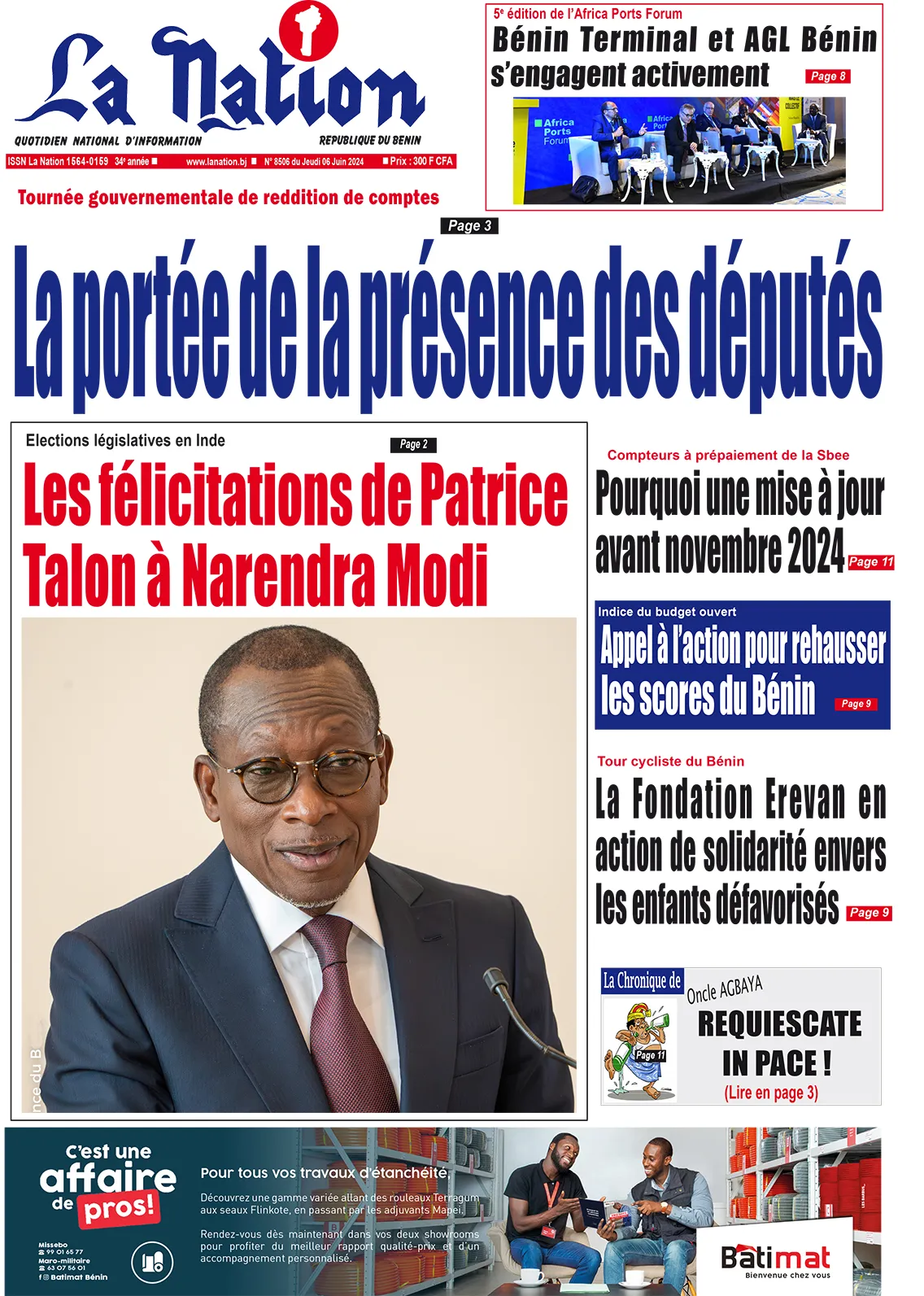 Quotidien ''La Nation'' du 06 Juin 2024