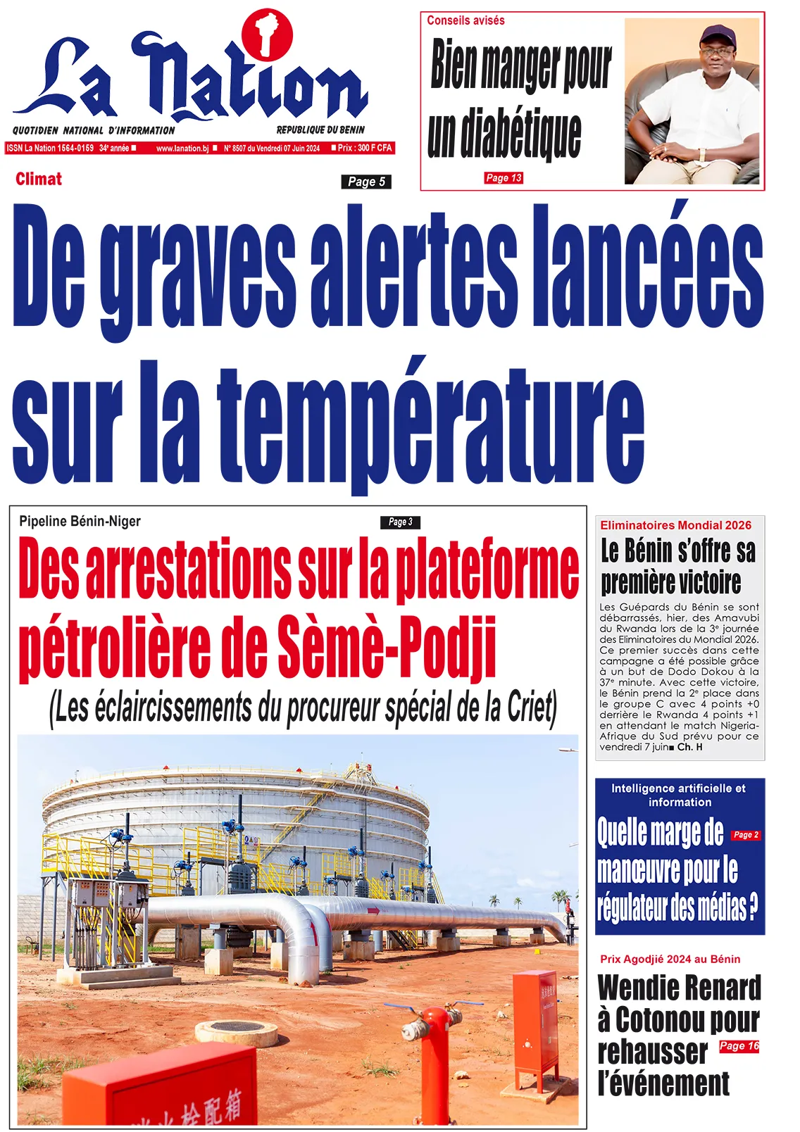 Quotidien ''La Nation'' du 07 Juin 2024