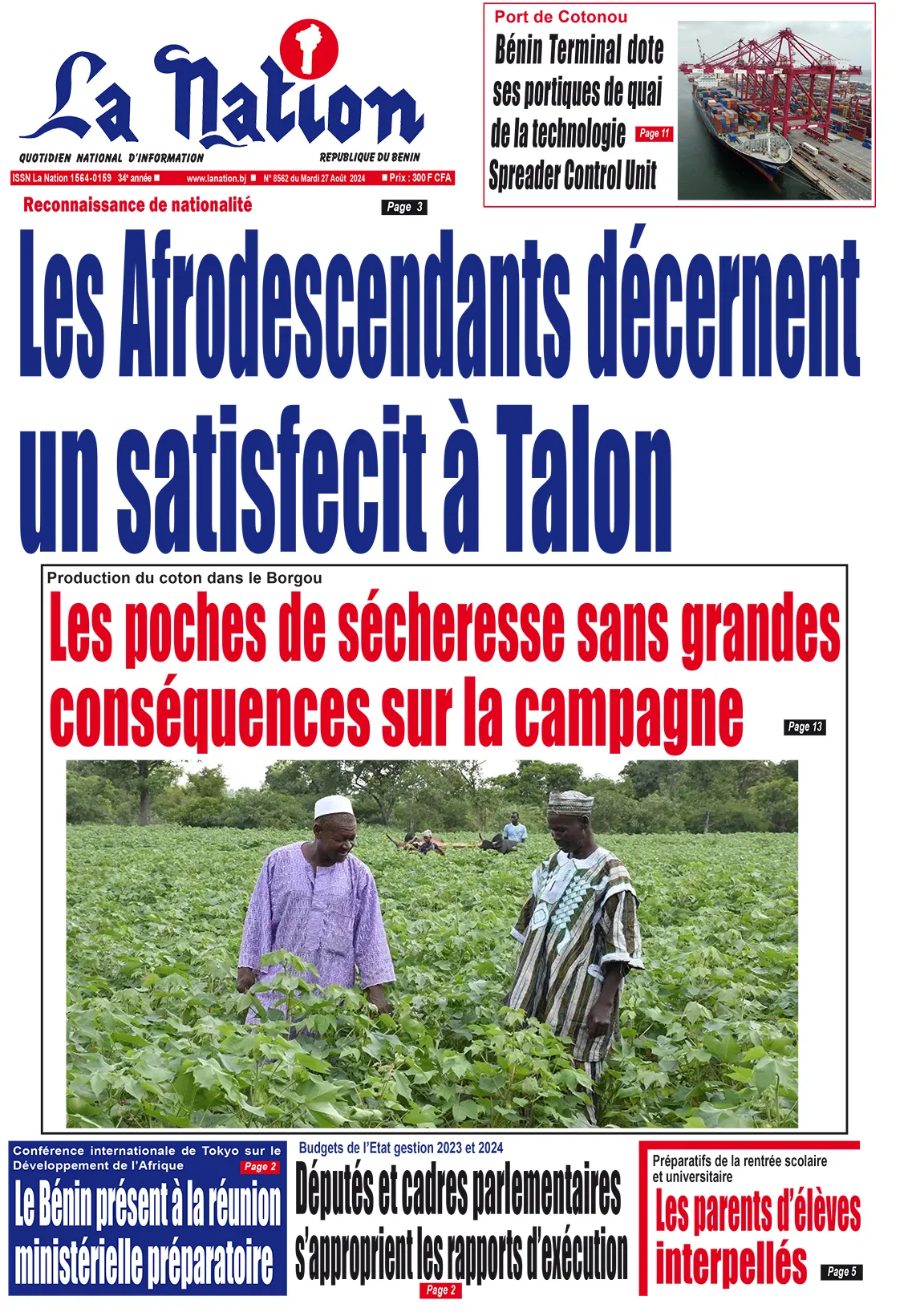 Quotidien ''La Nation'' du 27 Août 2024