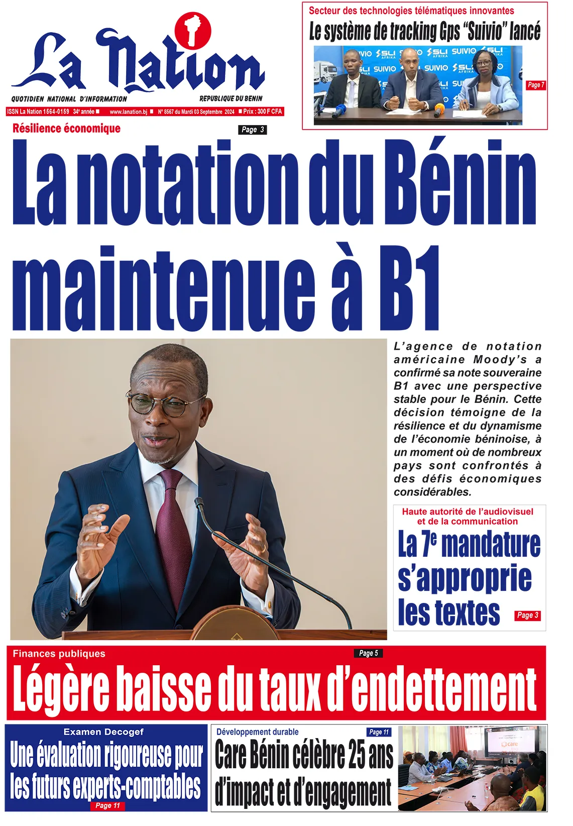 Quotidien ''La Nation'' du 03 Septembre 2024