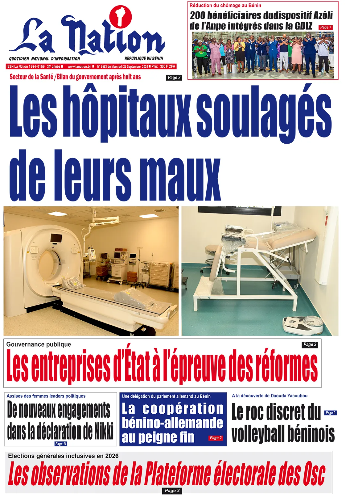 Quotidien ''La Nation'' du 25 Septembre 2024