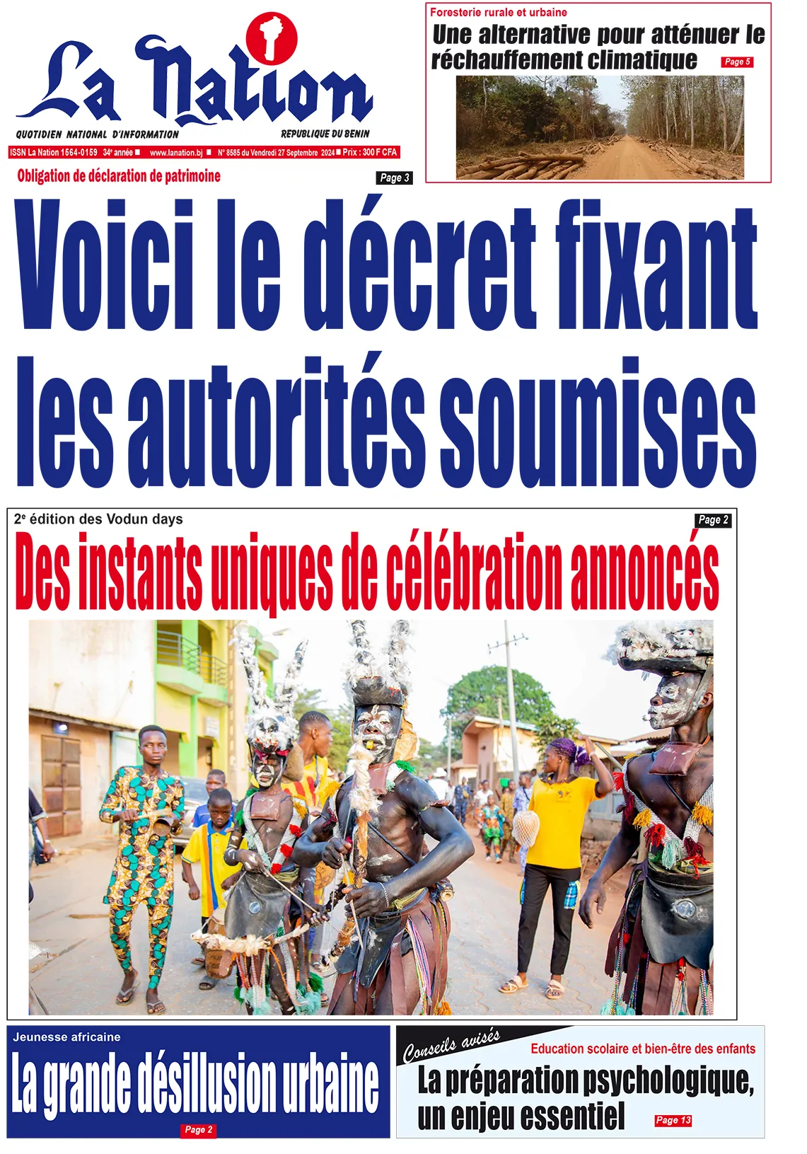Quotidien ''La Nation'' du 27 Septembre 2024