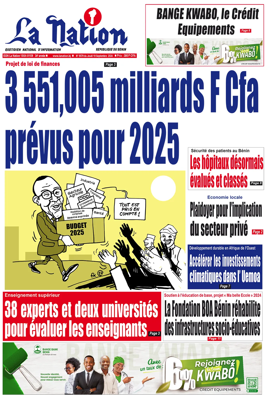 Quotidien ''La Nation'' du 19 Septembre 2024