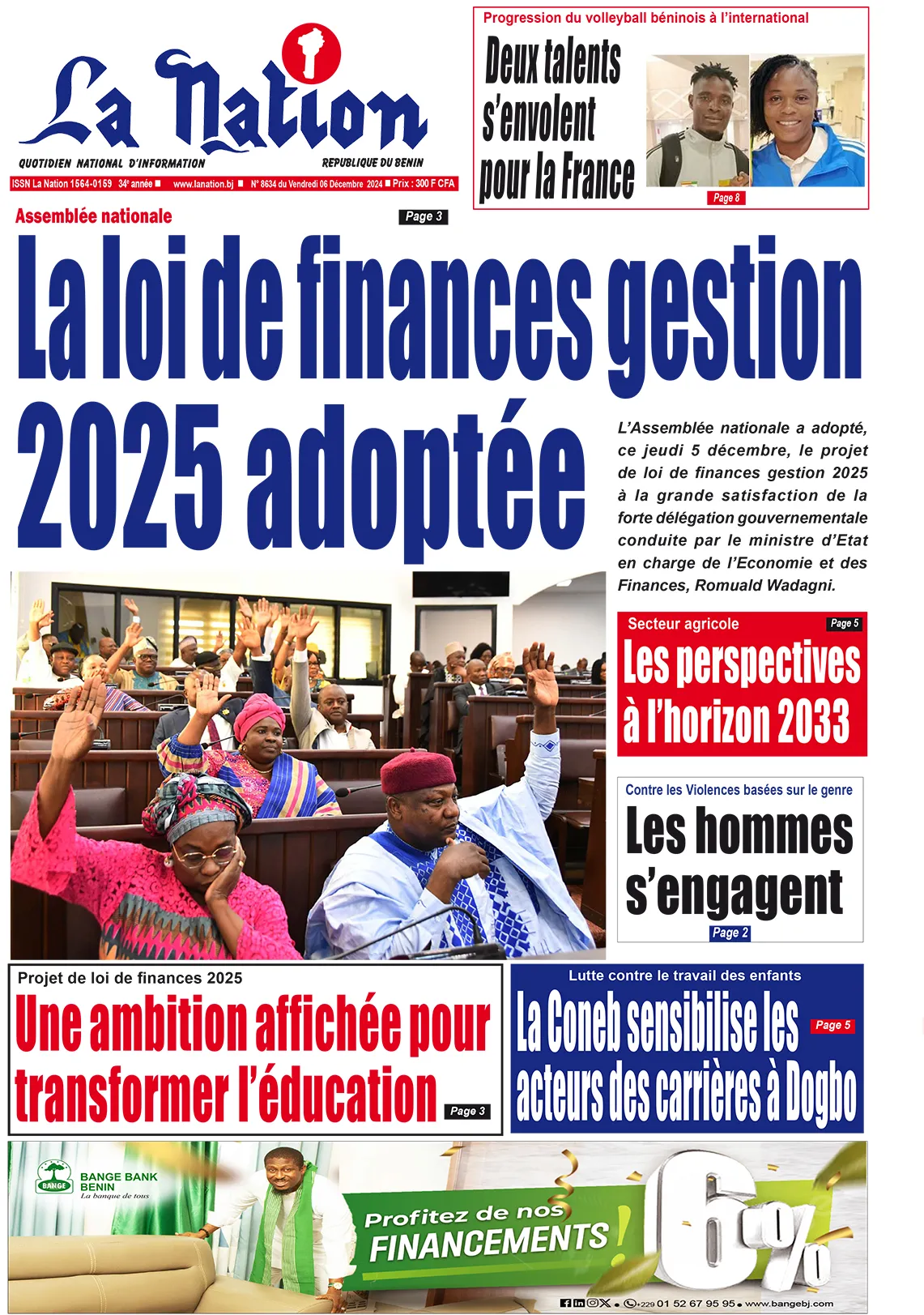Quotidien ''La Nation'' du 06 Décembre 2024