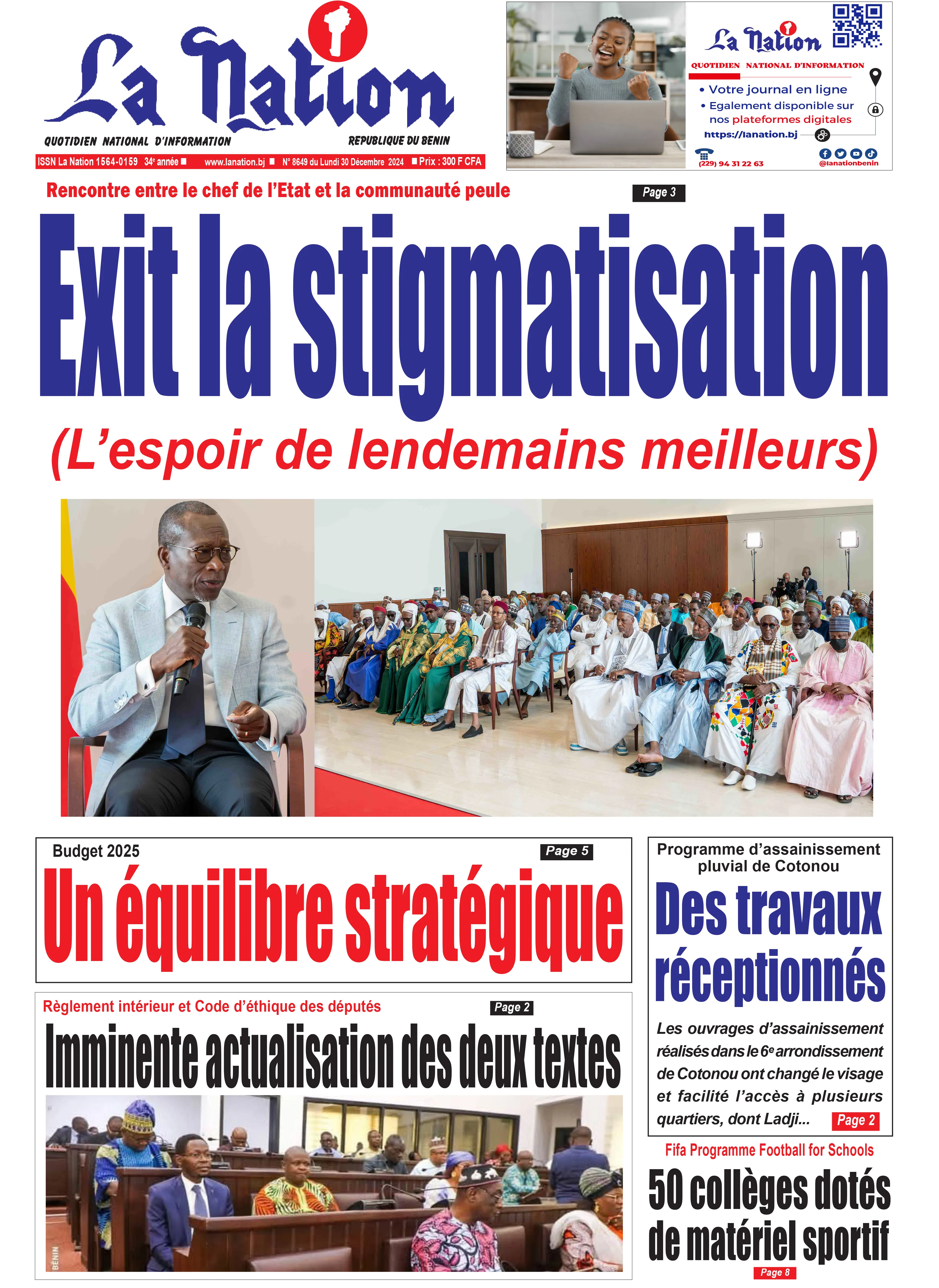 Quotidien ''La Nation'' du 30 Décembre 2024