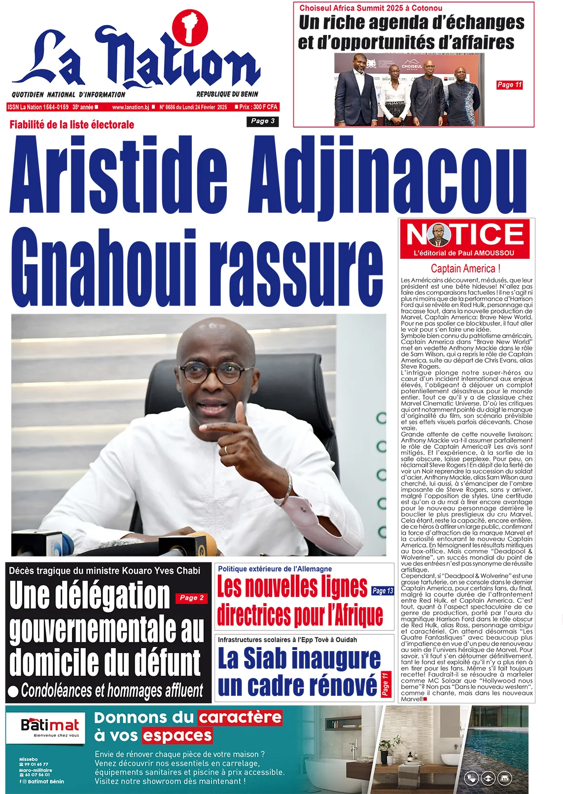 Quotidien ''La Nation'' du 24 Février 2025