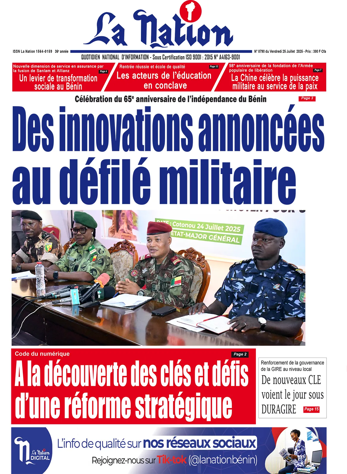 Quotidien ''La Nation'' du 25 Juillet 2025