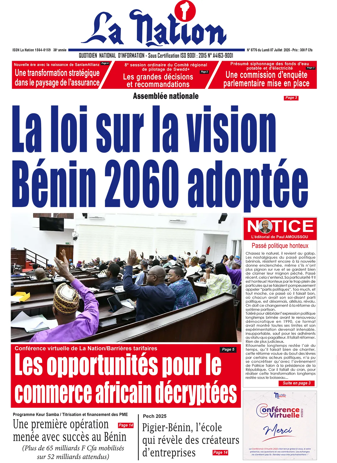 Quotidien La Nation du 07 Juillet 2025