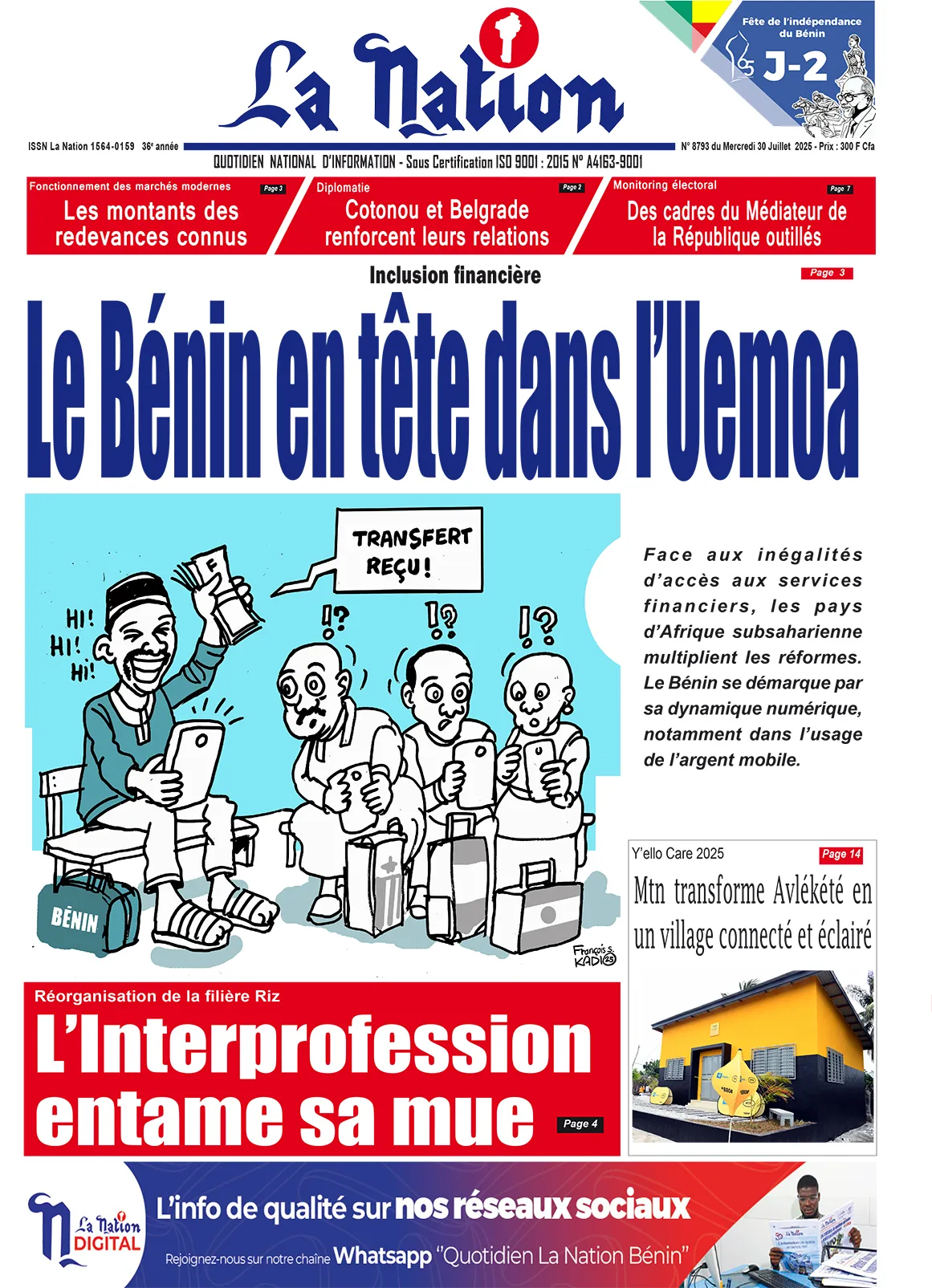 Quotidien ''La Nation'' du  30 Juillet 2025