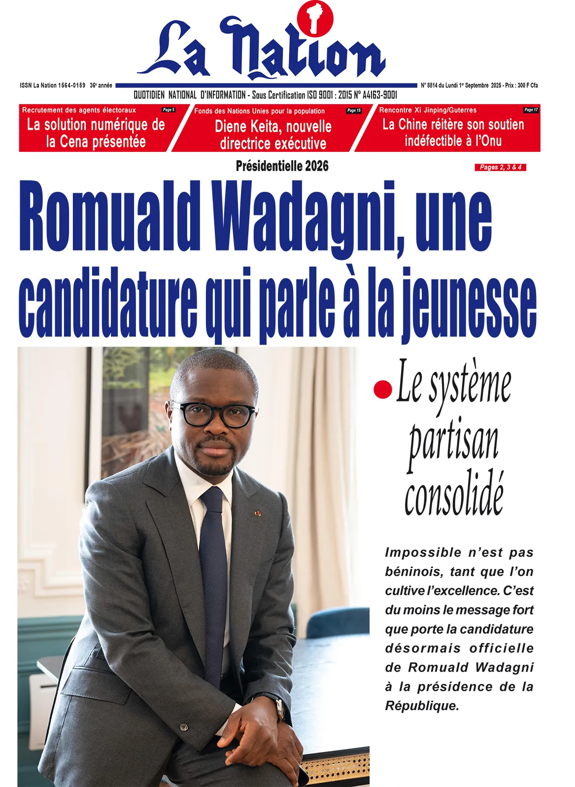 Quotidien '' La Nation'' du 1er Septembre 2025