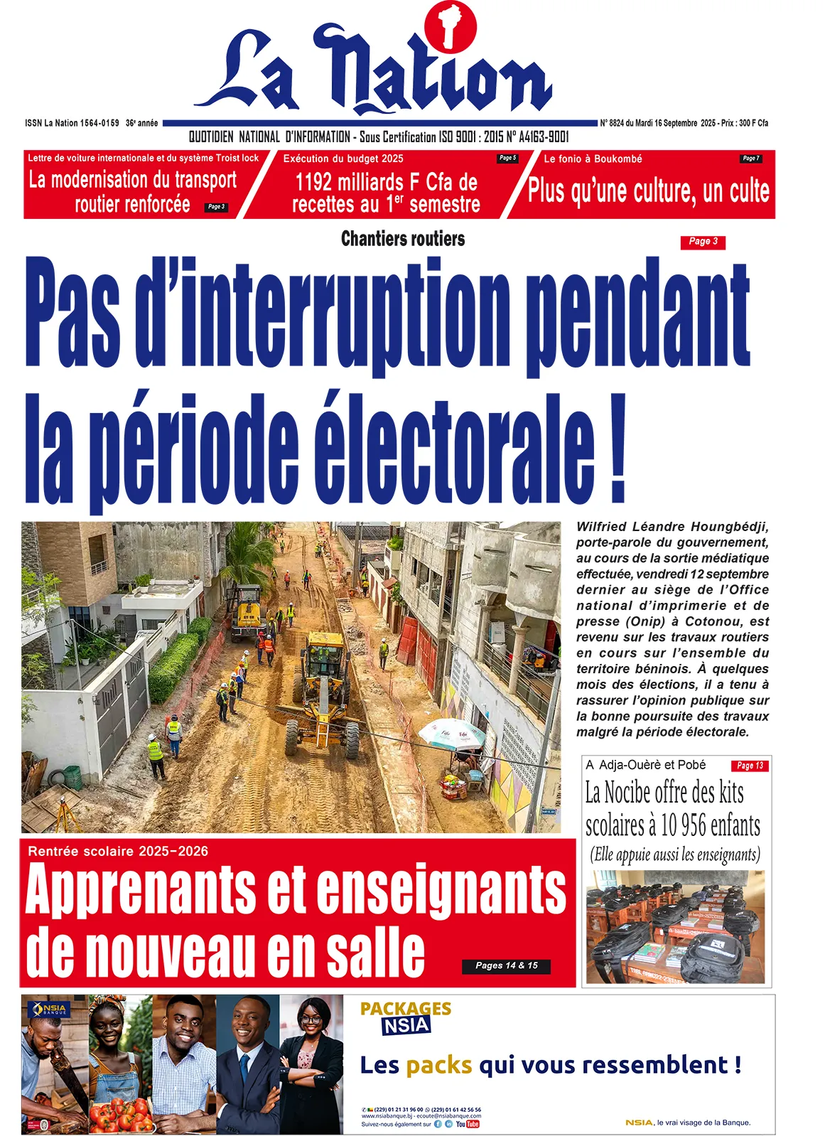 Quotidien '' La Nation'' du 16 Septembre 2025