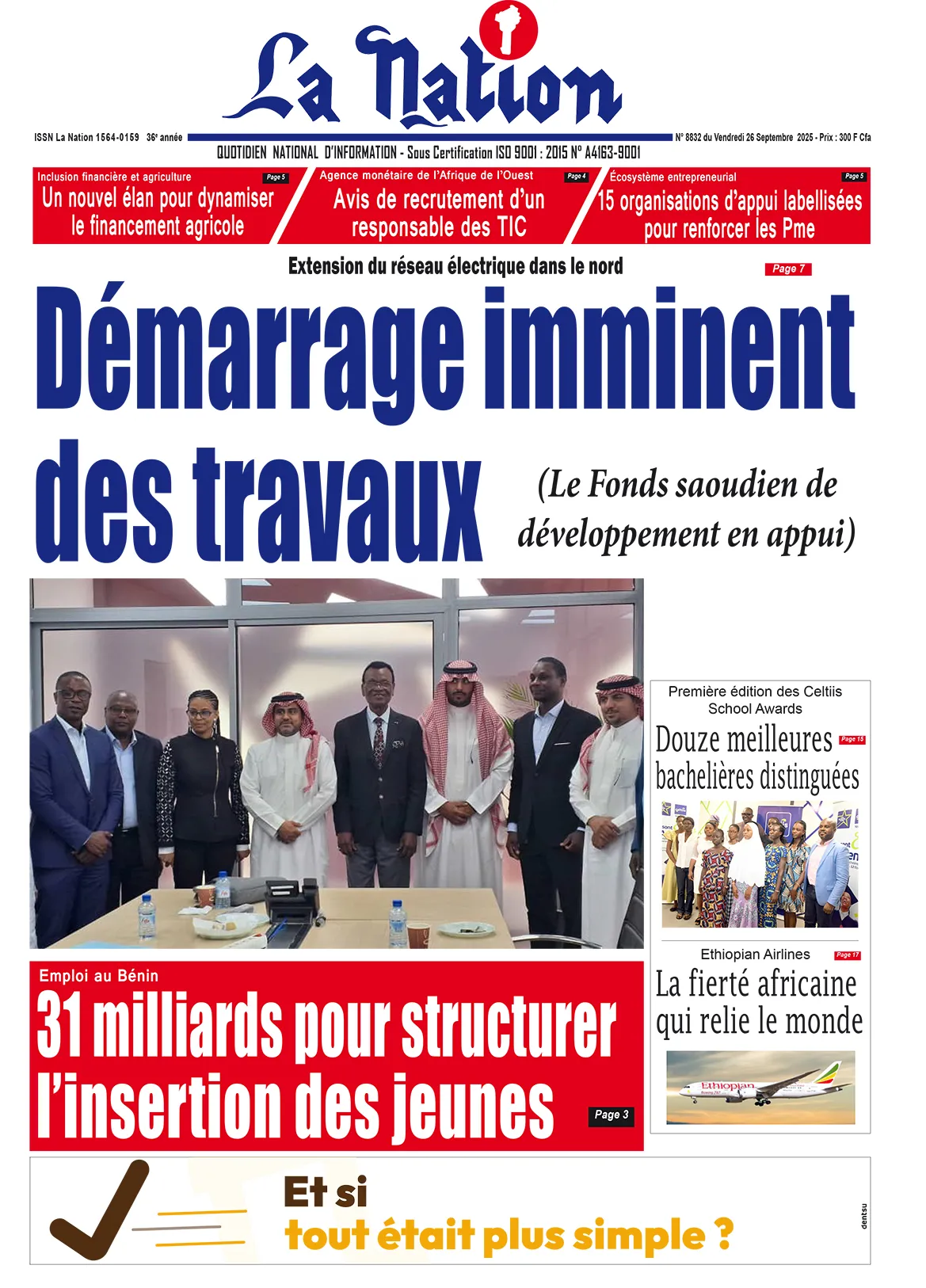 Quotidien '' La Nation'' du 26 Septembre 2025