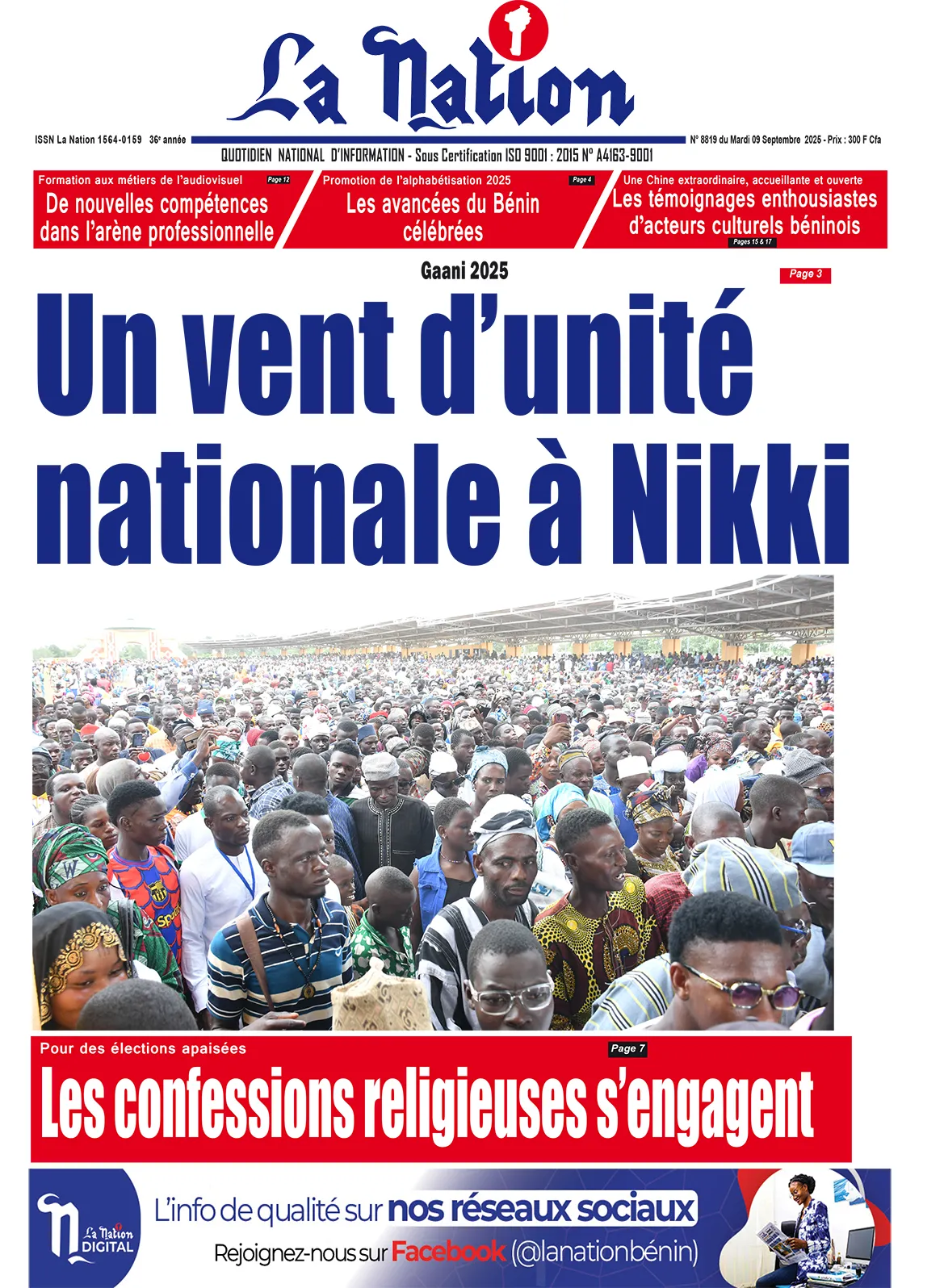 Quotidien '' La Nation'' du 09 Septembre 2025