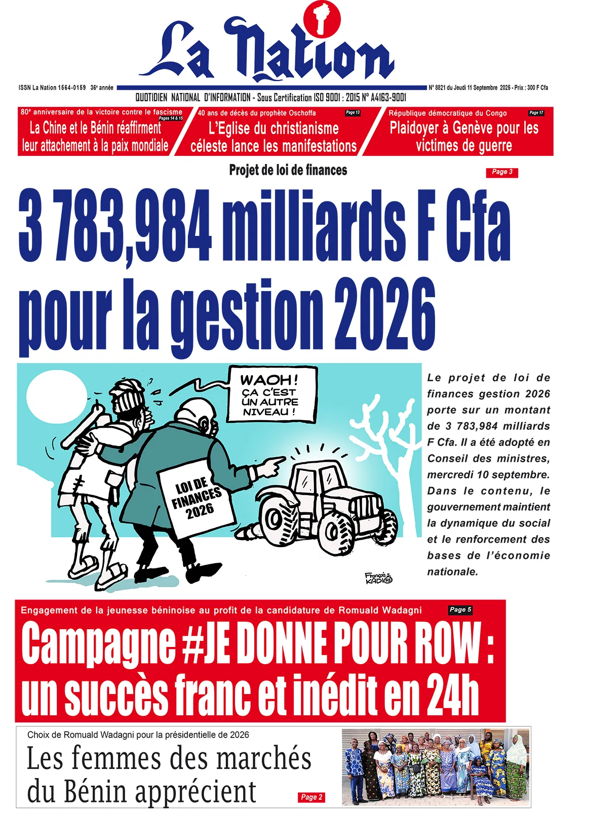 Quotidien '' La Nation'' du 11 Septembre 2025