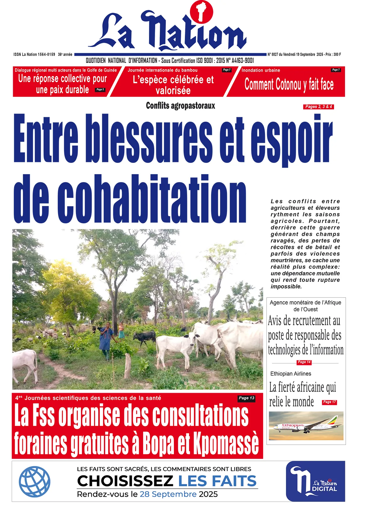 Quotidien '' La Nation'' du 19 Septembre 2025