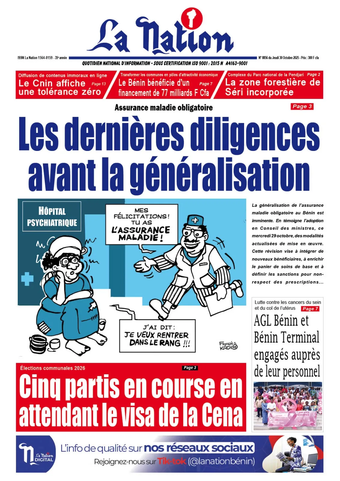 Quotidien '' LA NATION '' du 30 Octobre 2025