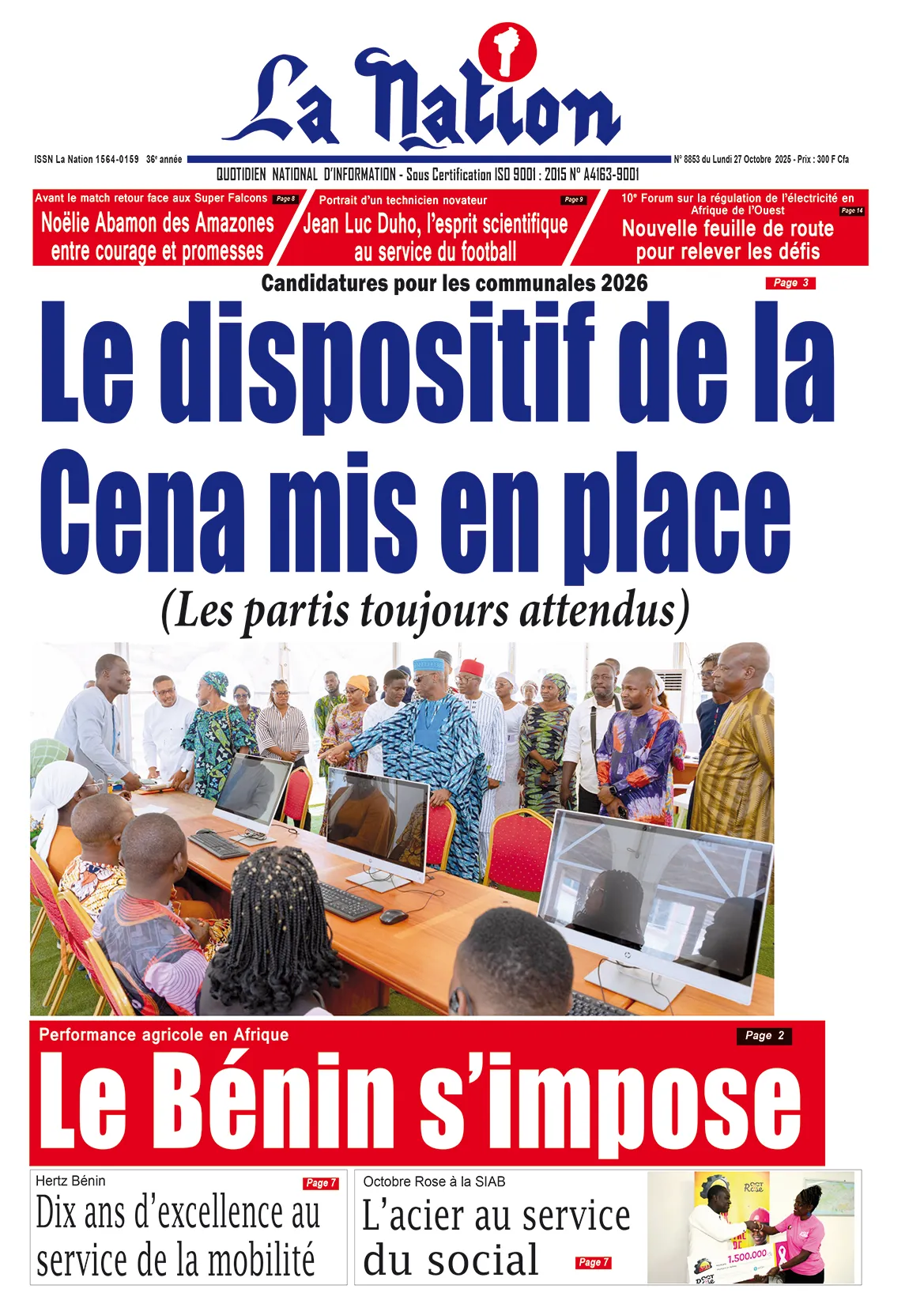 Quotidien '' LA NATION '' du 27 Octobre 2025
