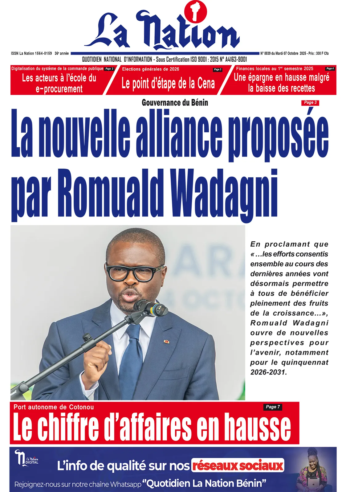 Quotidien '' La Nation'' du 07 Octobre 2025