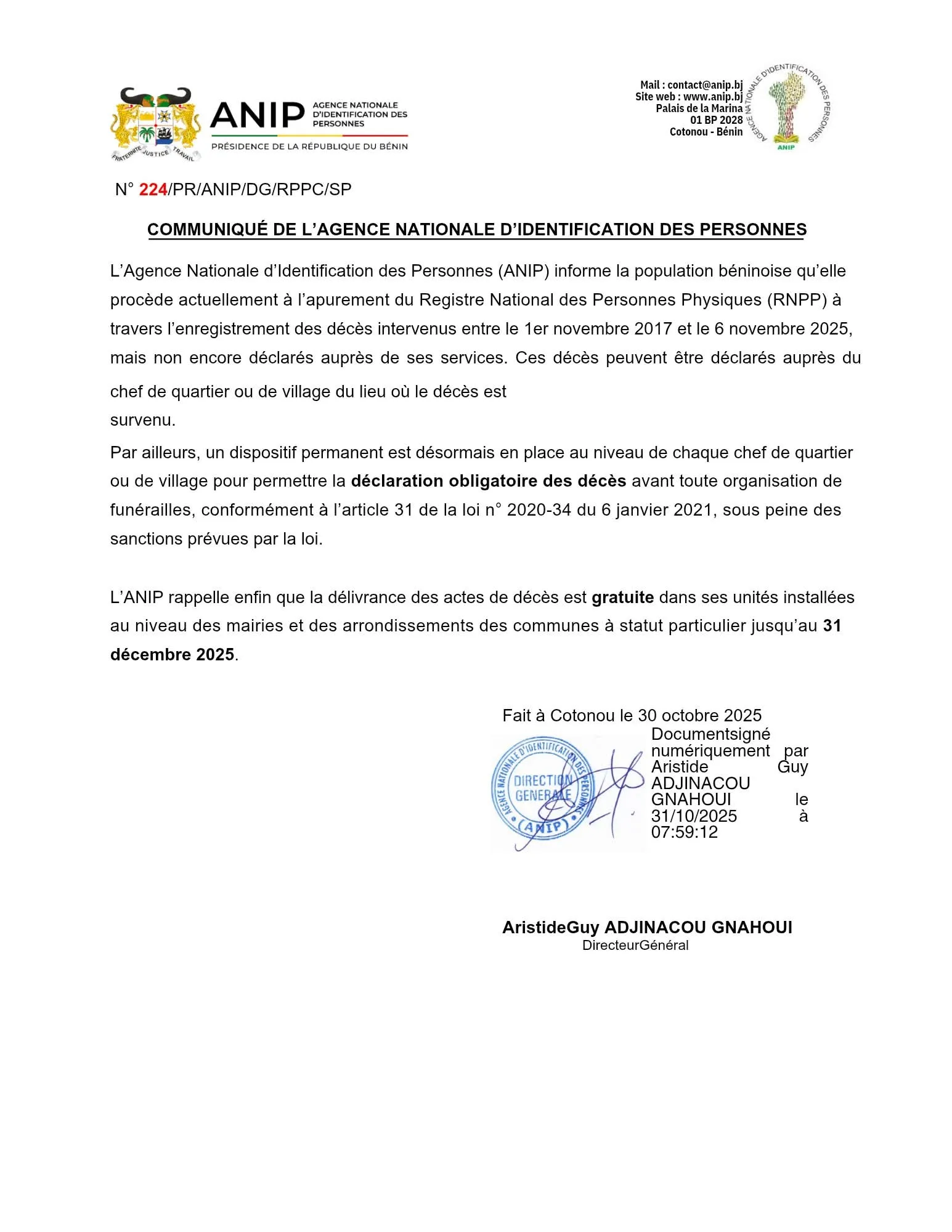 ANIP BENIN