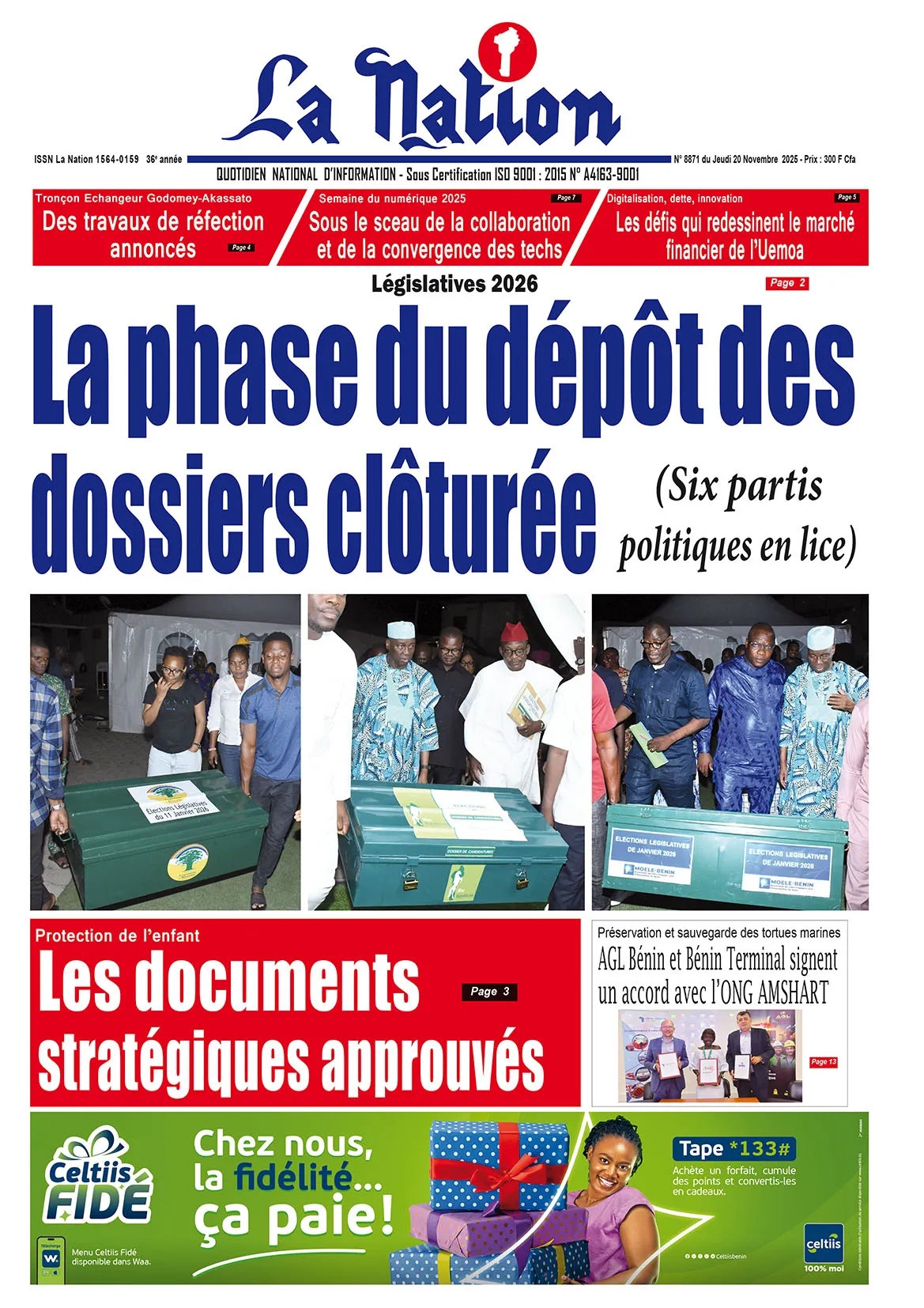 Quotidien '' LA NATION '' du 20 Novembre 2025