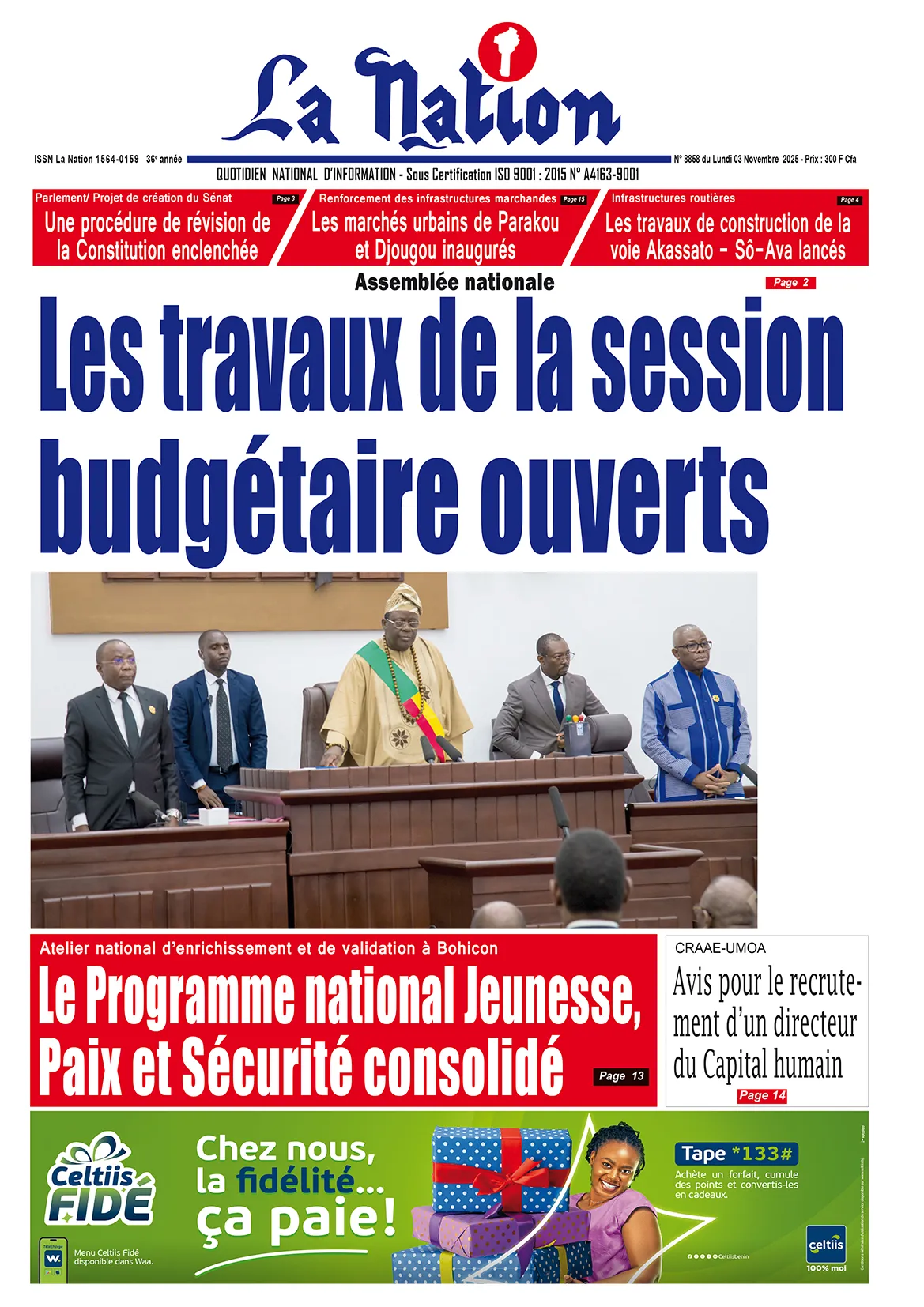 Quotidien '' LA NATION '' du 03 Novembre 2025