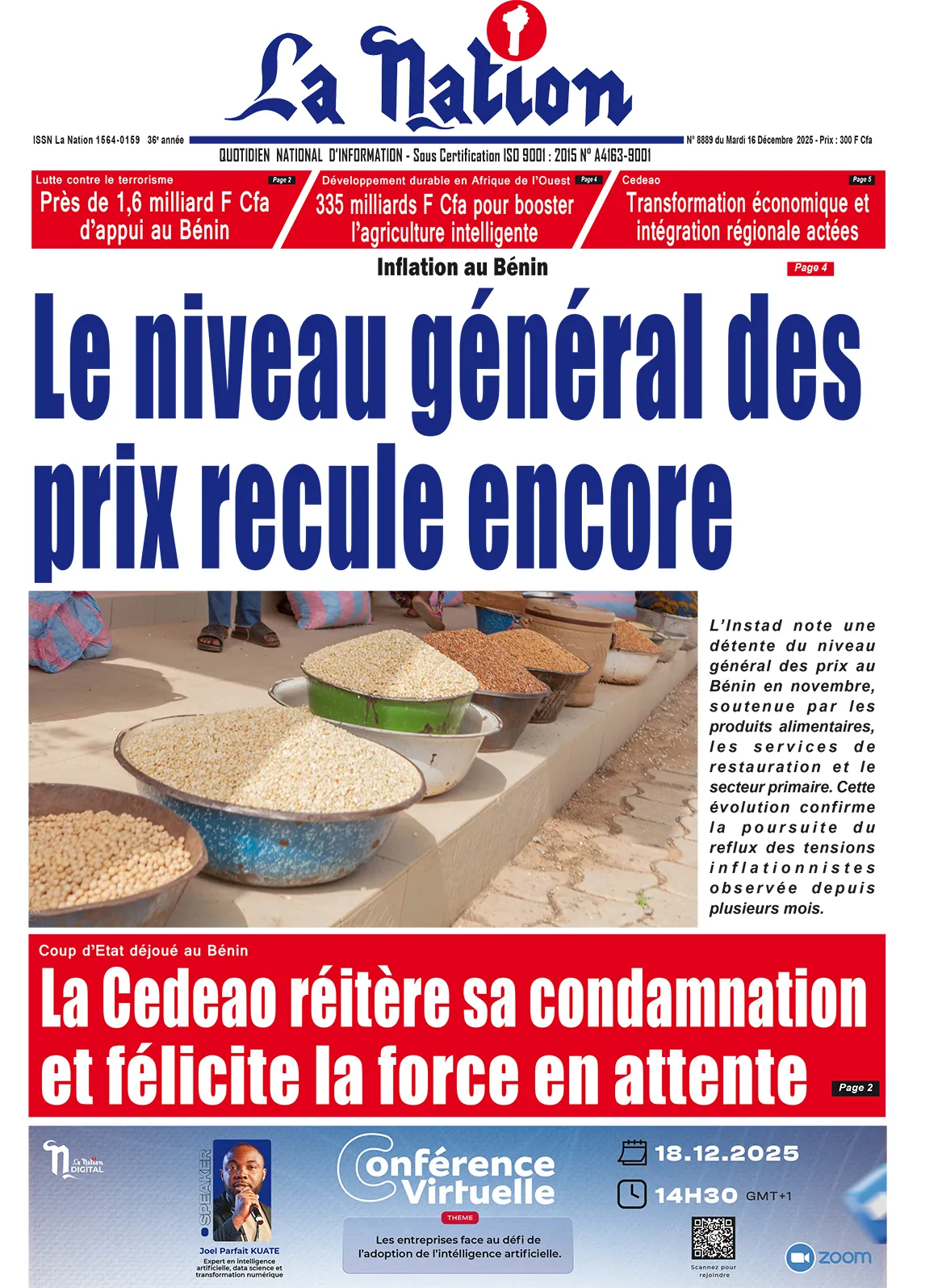 Quotidien '' LA NATION '' du 16 Décembre 2025