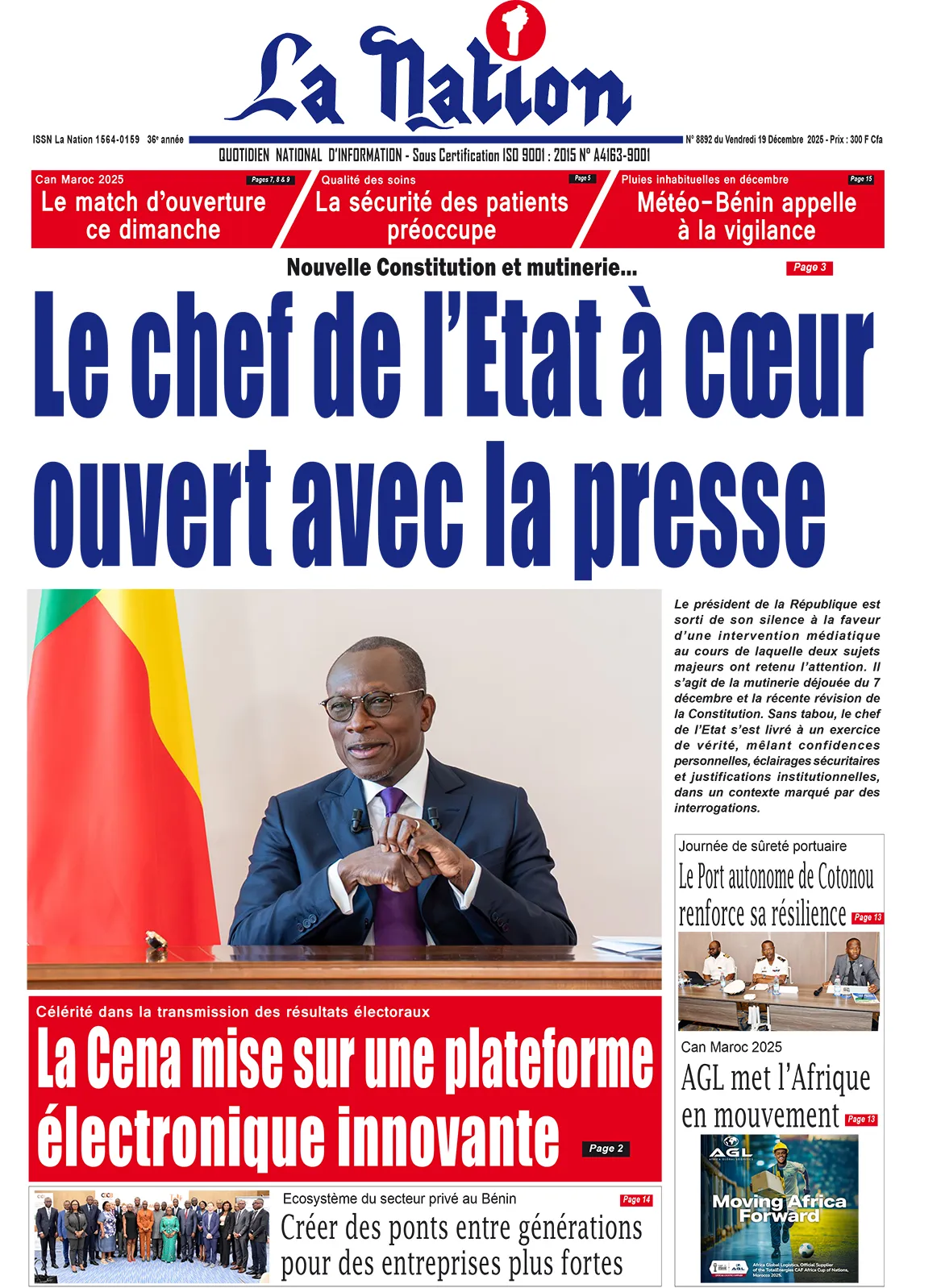 Quotidien '' LA NATION '' du 19 Décembre 2025