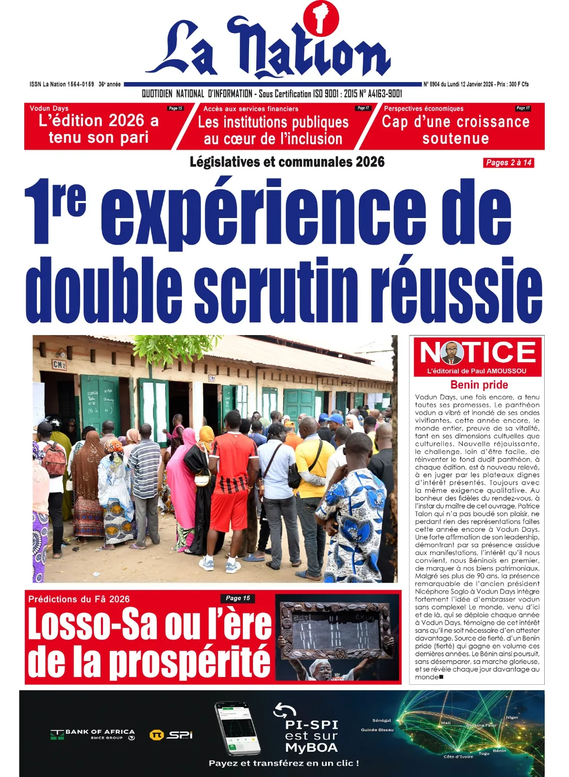 Quotidien "LaNation" du 12 Janvier 2026