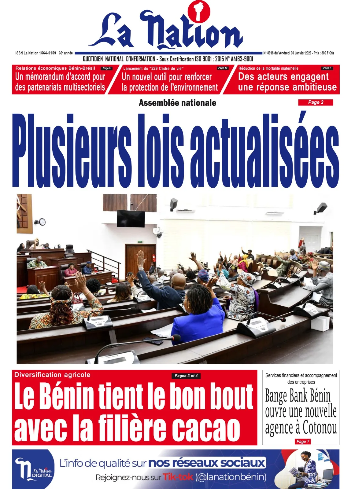 Quotidien ''La Nation'' du 30 Janvier 2026