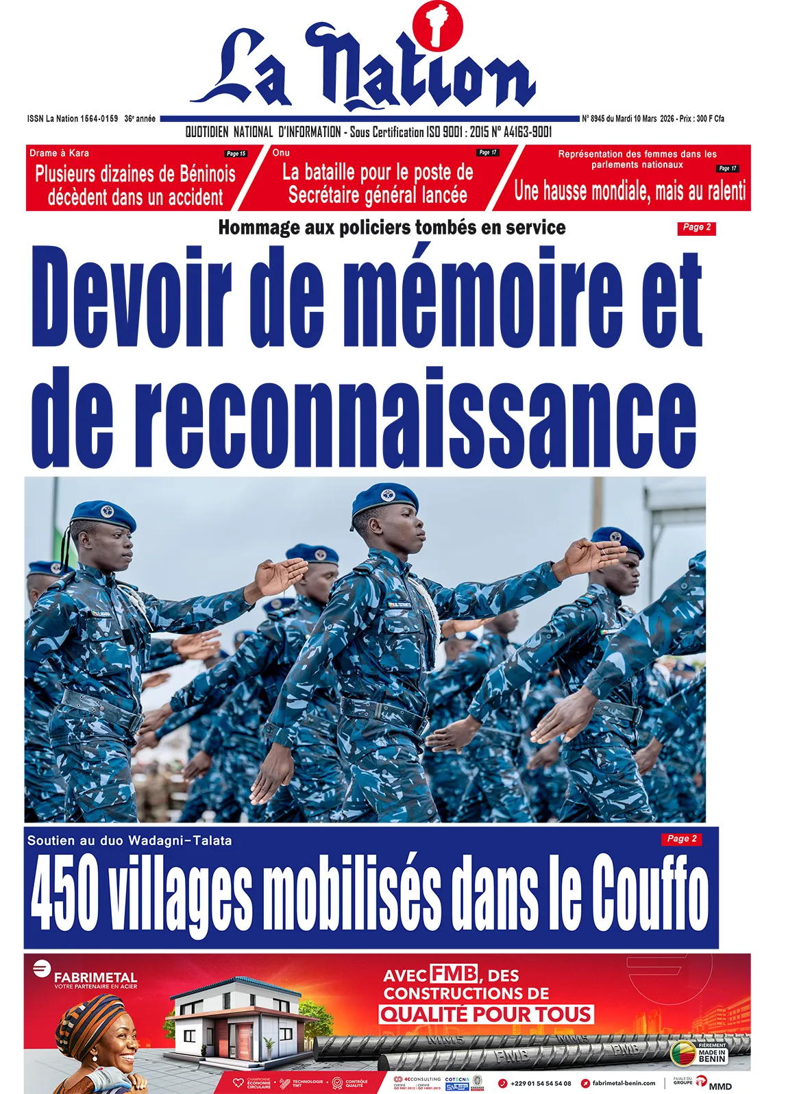 Quotidien '' LA NATION '' du 10 Mars 2026